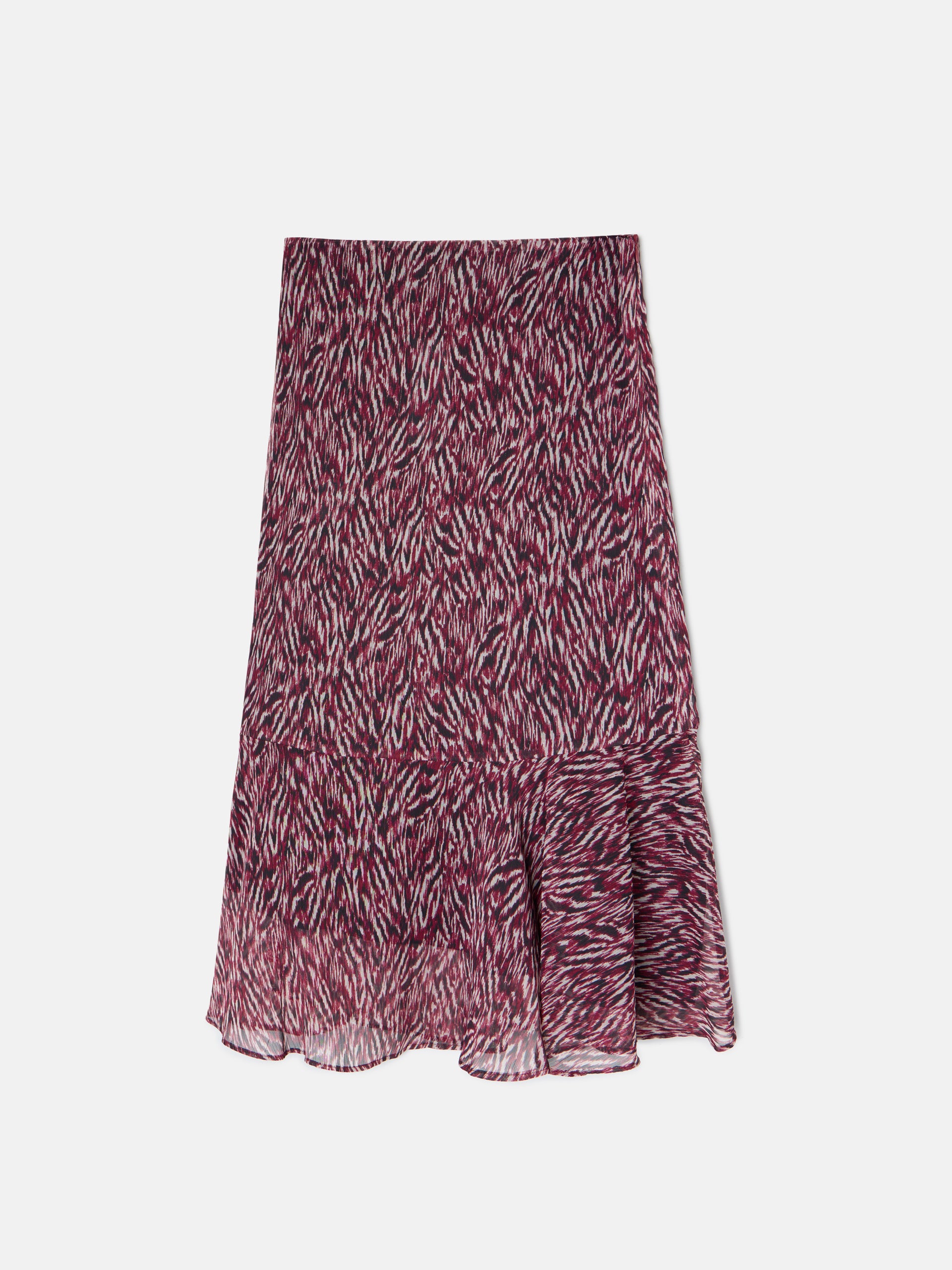 Falda midi estampado animal print burdeos