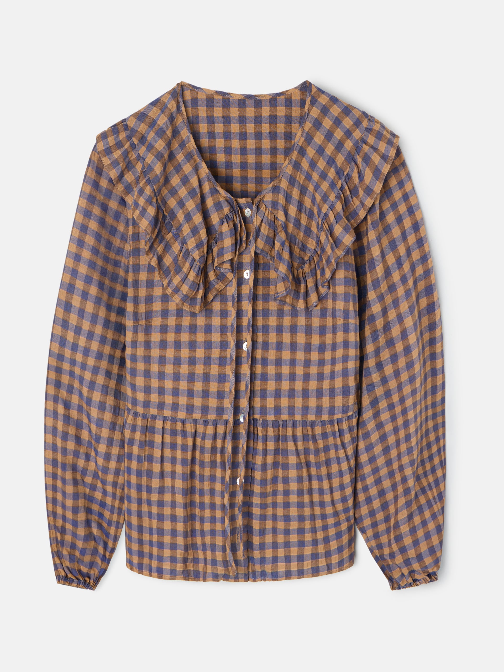 Blusa gola bobo vichy azul