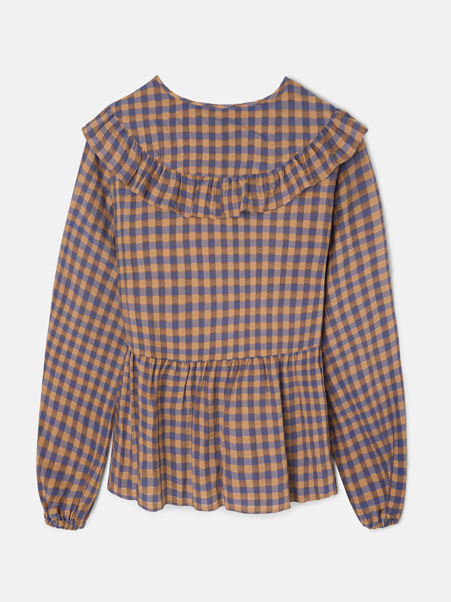 Blusa gola bobo vichy azul