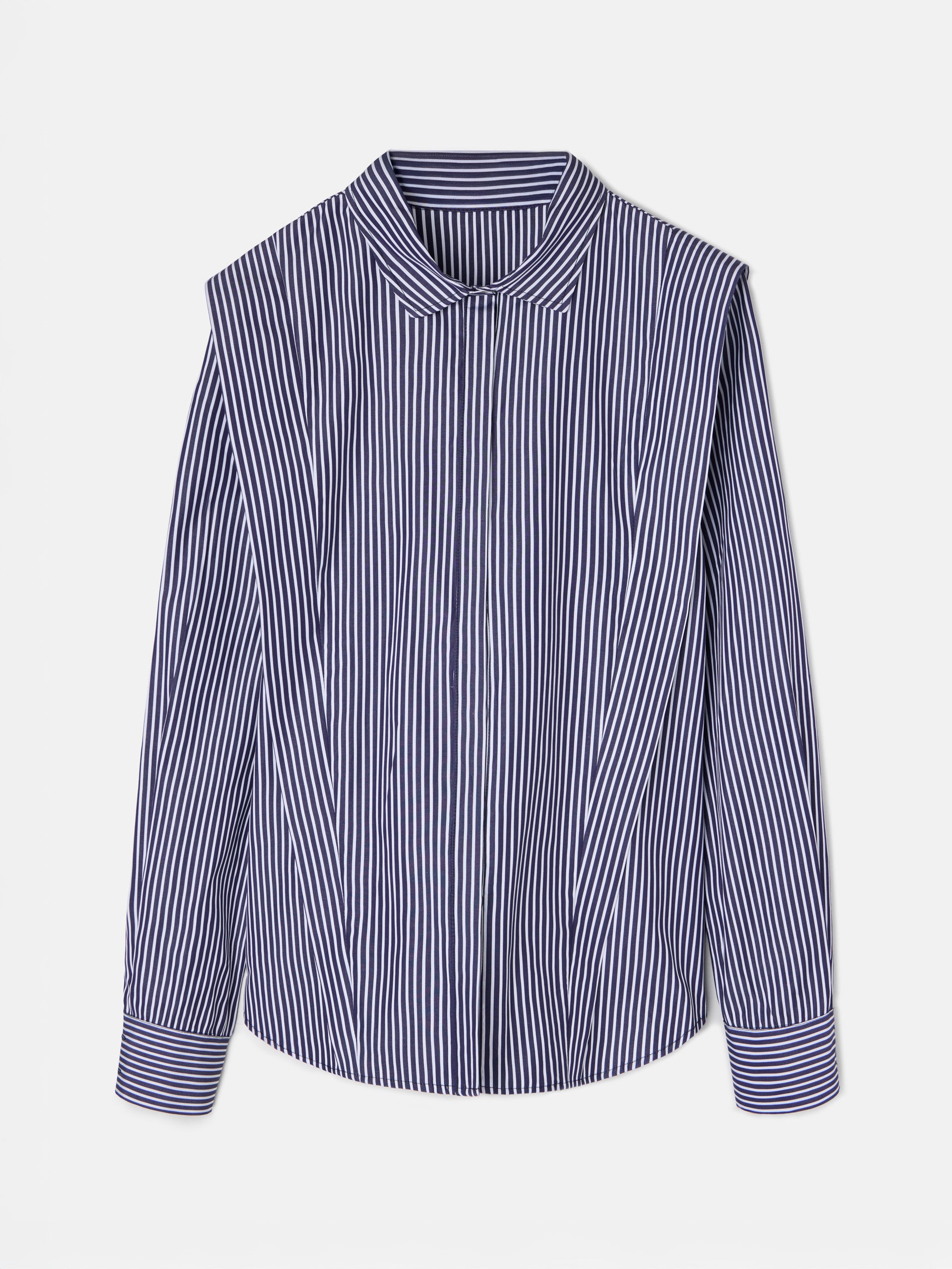 Camisa estruturada riscas azul-marinho