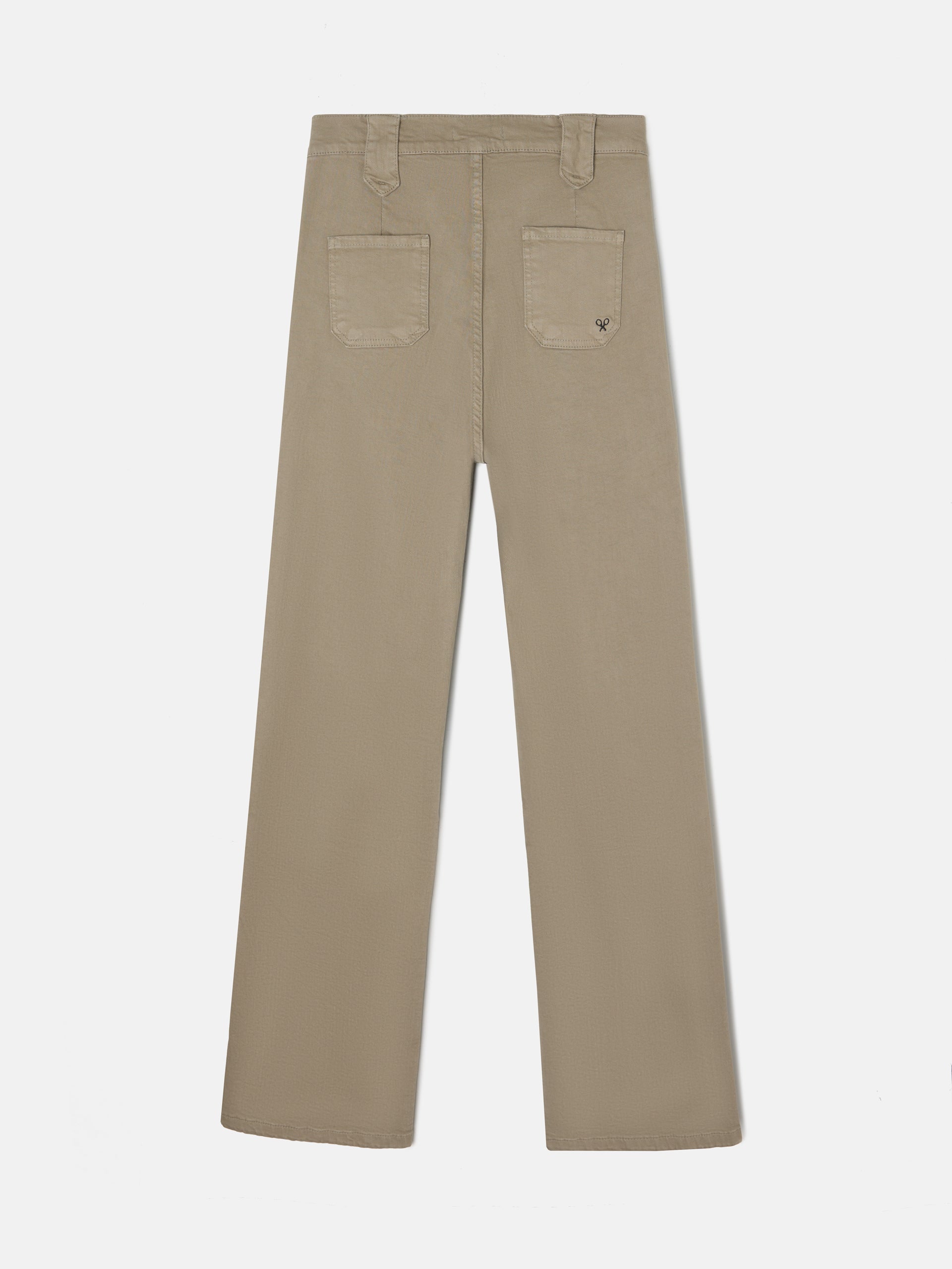Pantalon recto detalle hebillas beige oscuro
