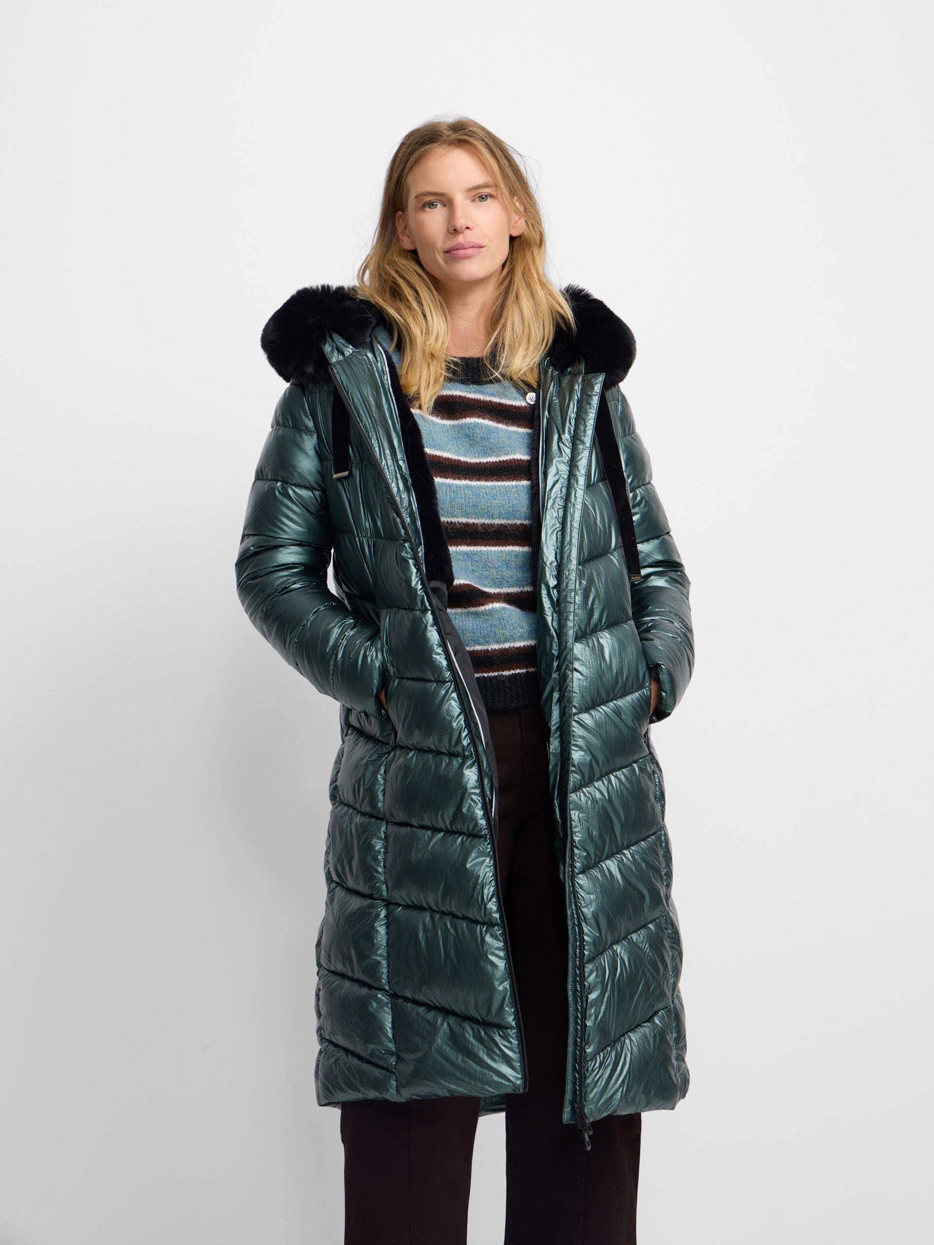 Parka longue matelassée verte