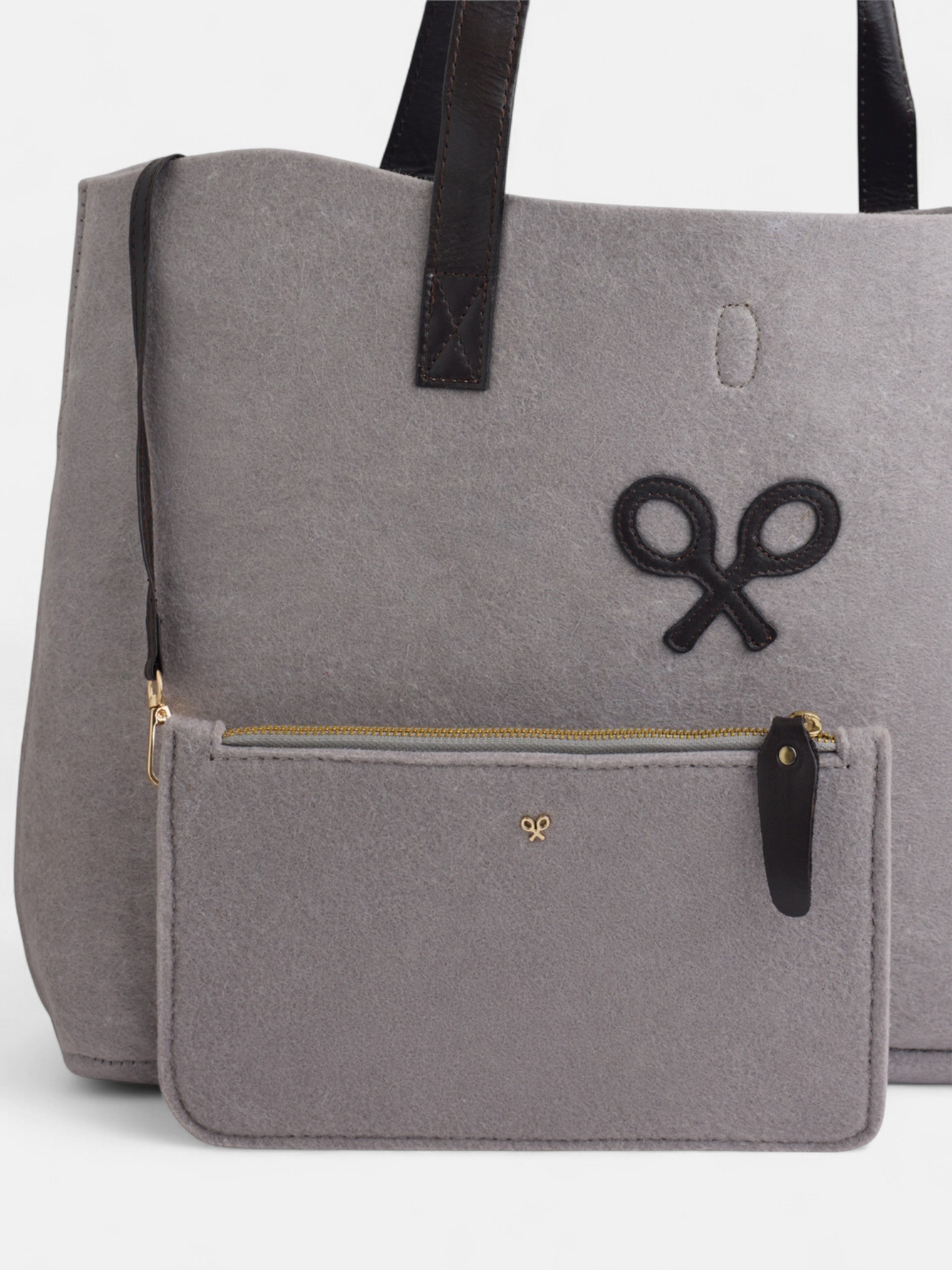 Bolso fieltro raqueta gris