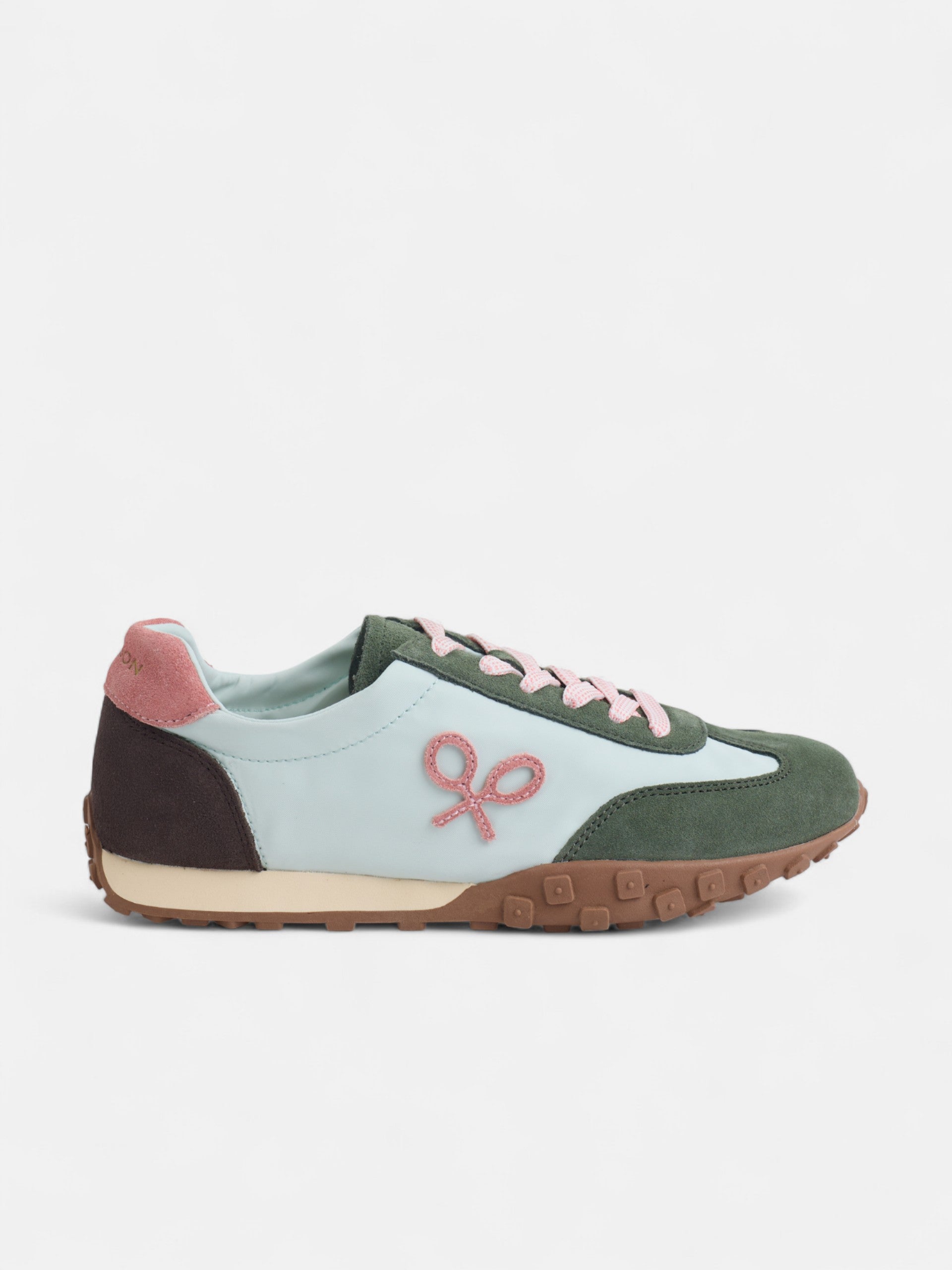 Zapatilla running rosa y verde