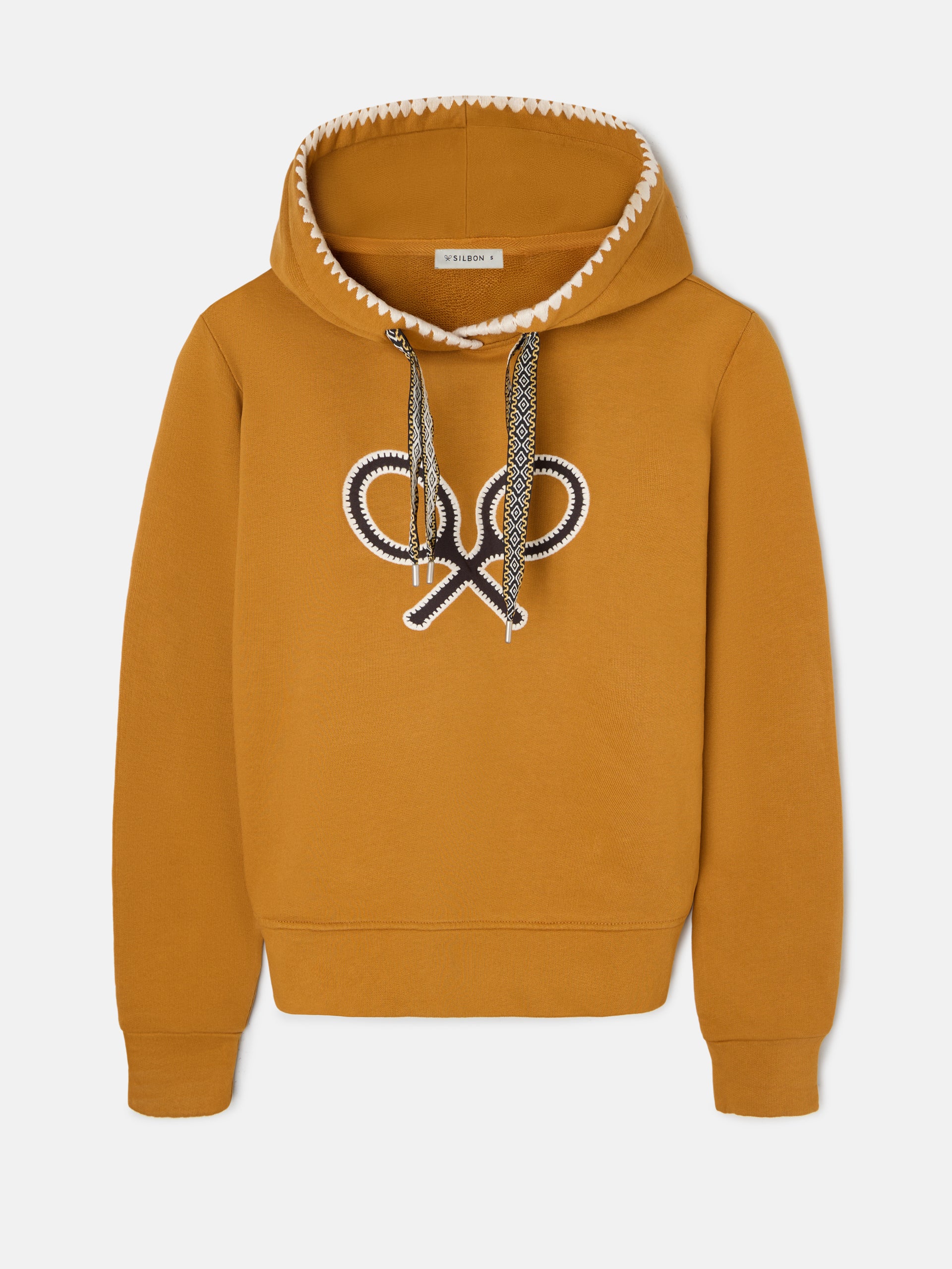 Sweatshirt mulher raquete pespontos camel