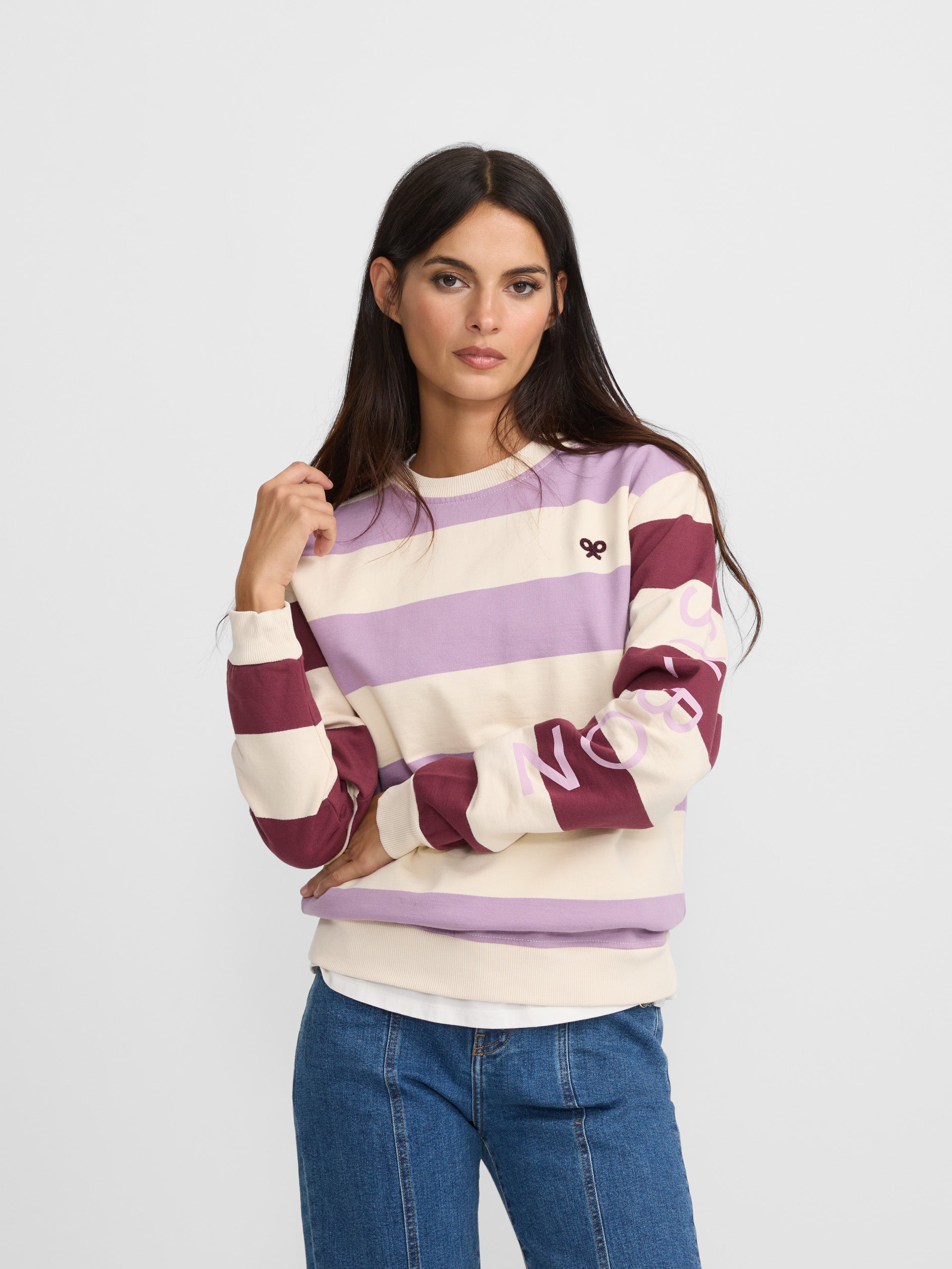 Sudadera woman rayas silbon moradas
