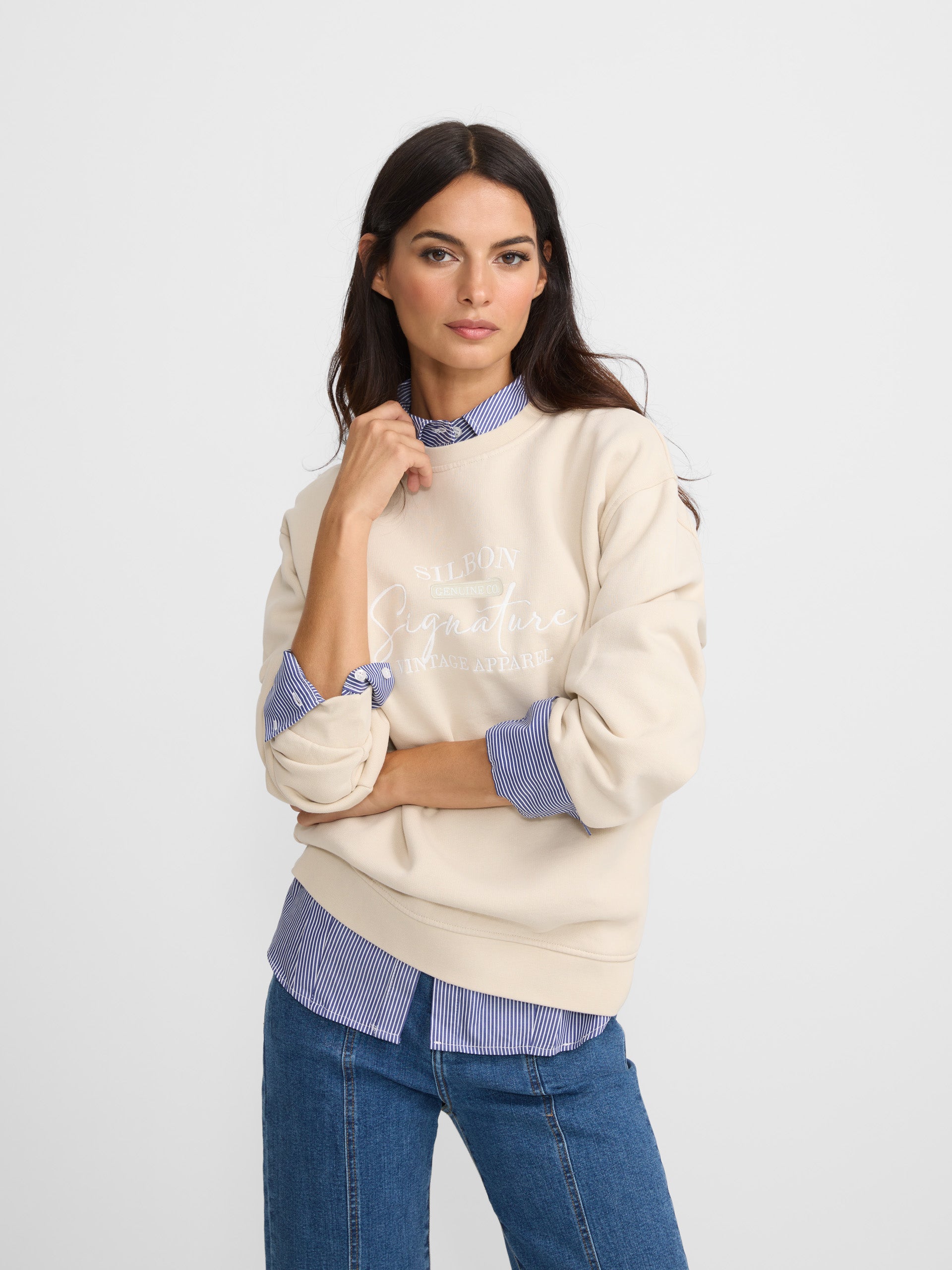 Sweatshirt woman signature bege