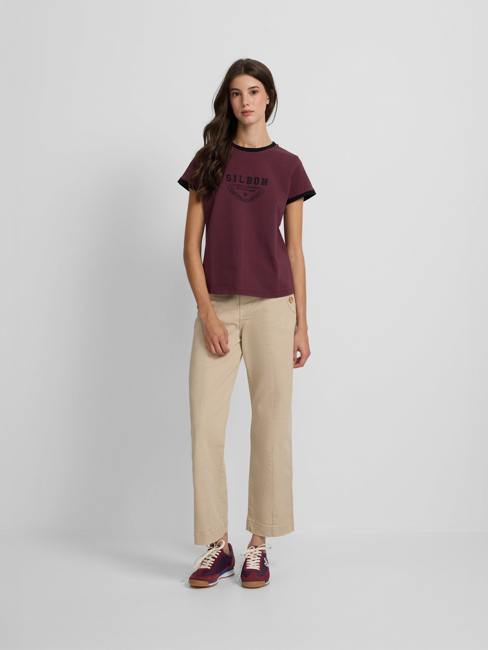 Camisola mulher Silbon varsity bordô