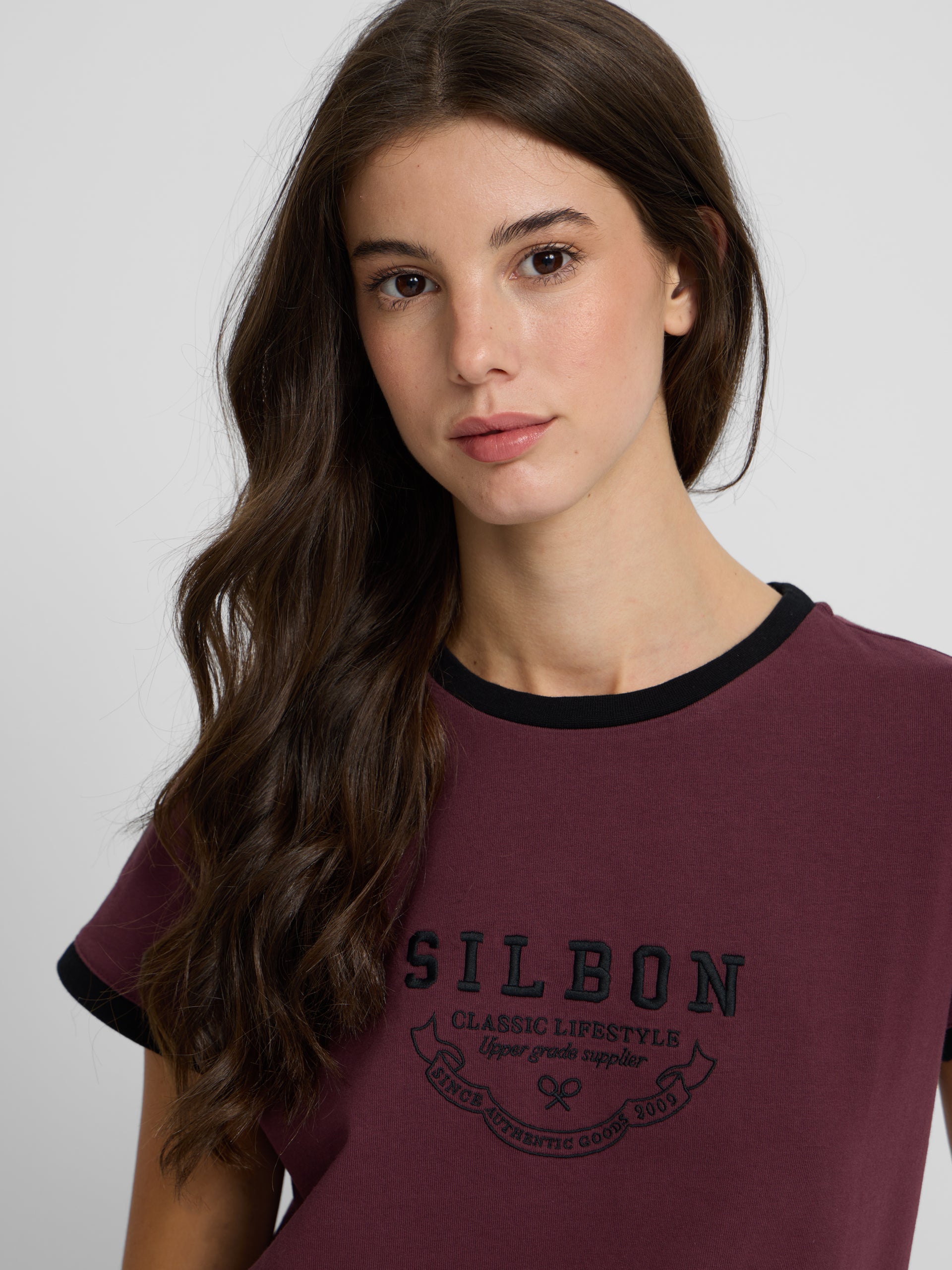 Camisola mulher Silbon varsity bordô