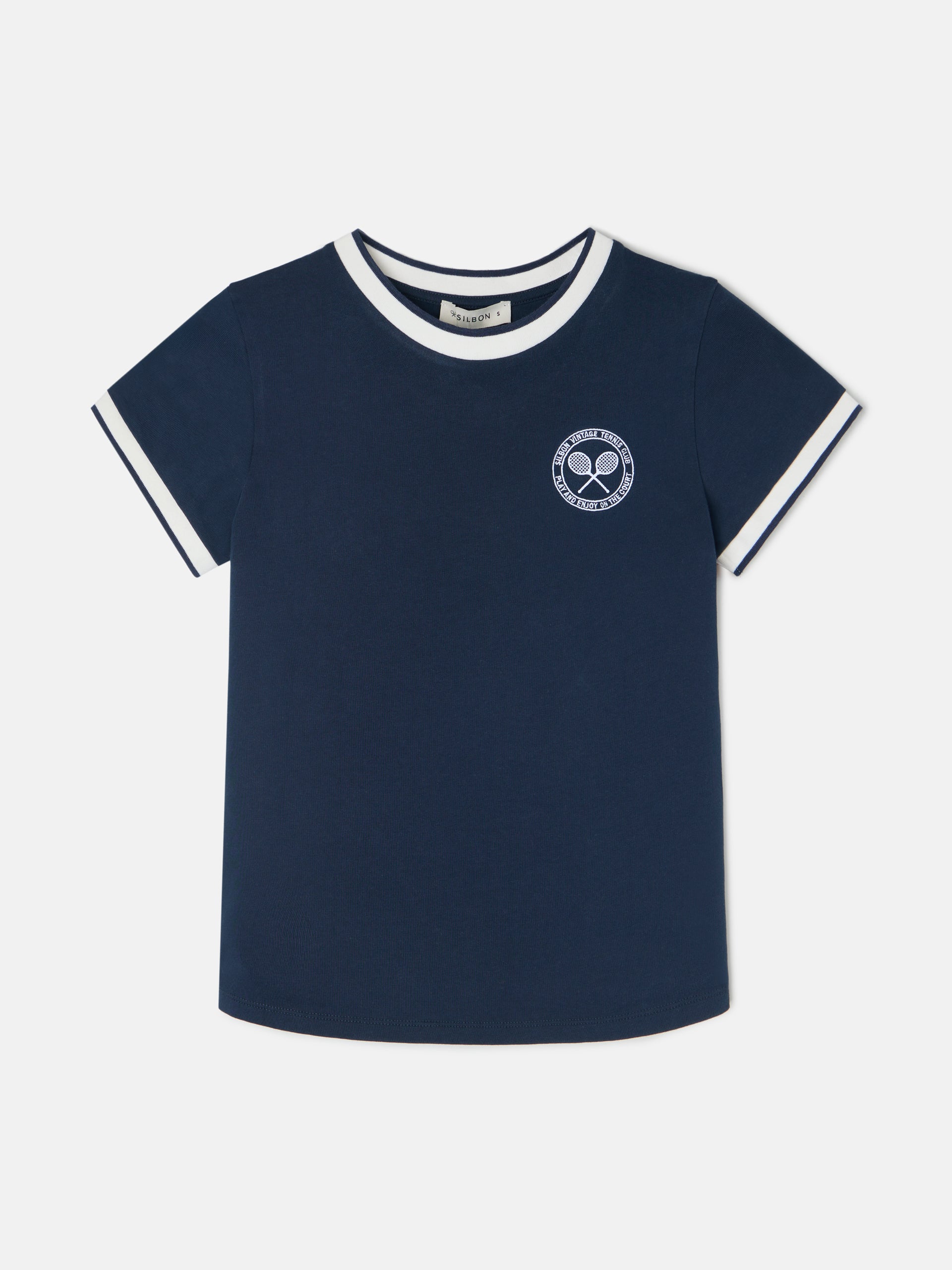 T-shirt mulher varsity azul-marinho