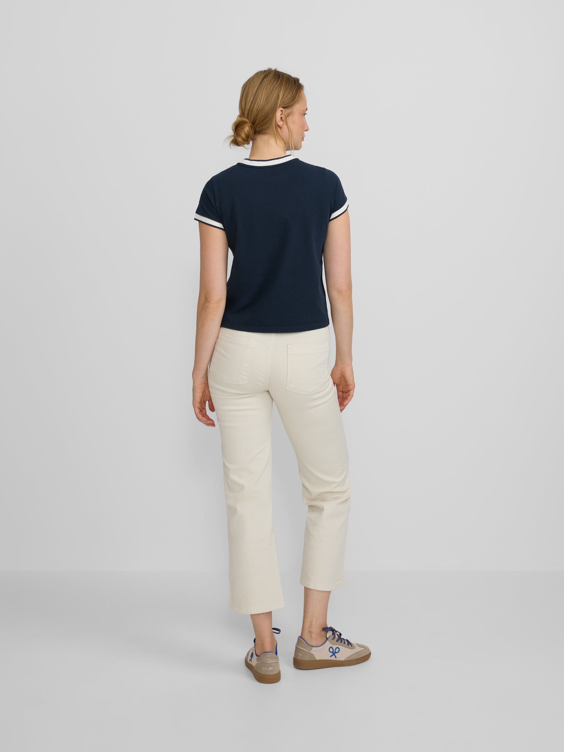 T-shirt mulher varsity azul-marinho