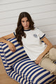Camiseta woman varsity blanca