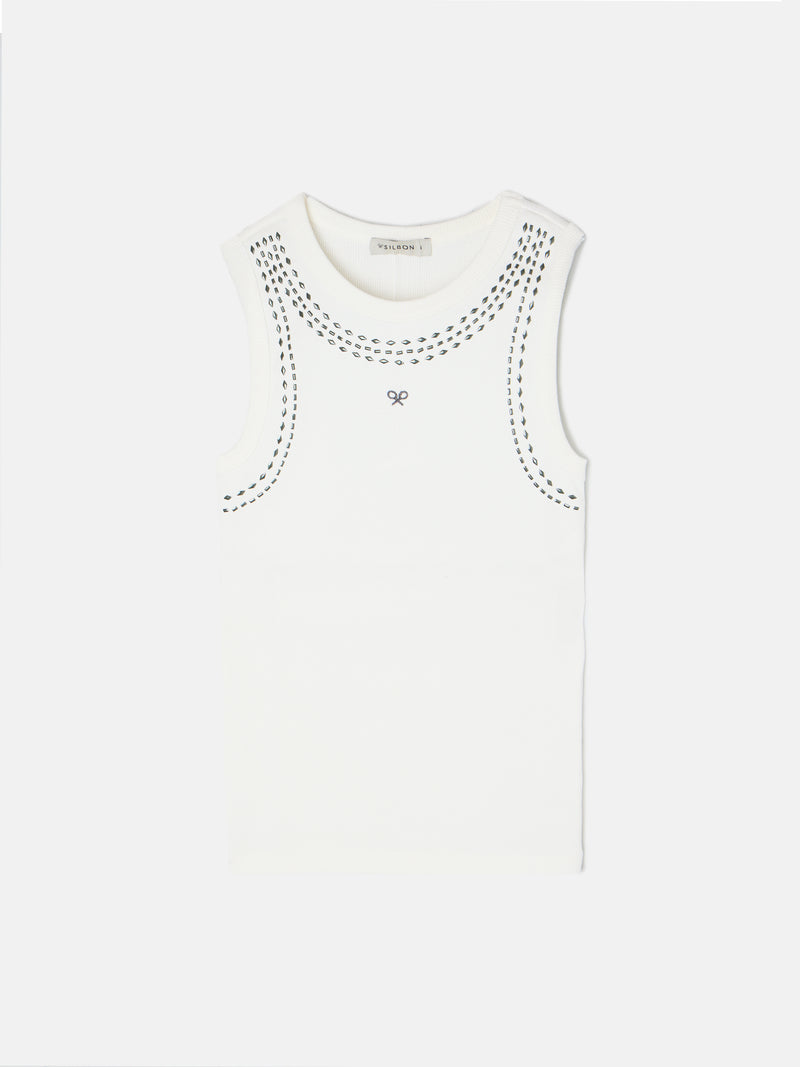 Camiseta woman tank top tachas blanca