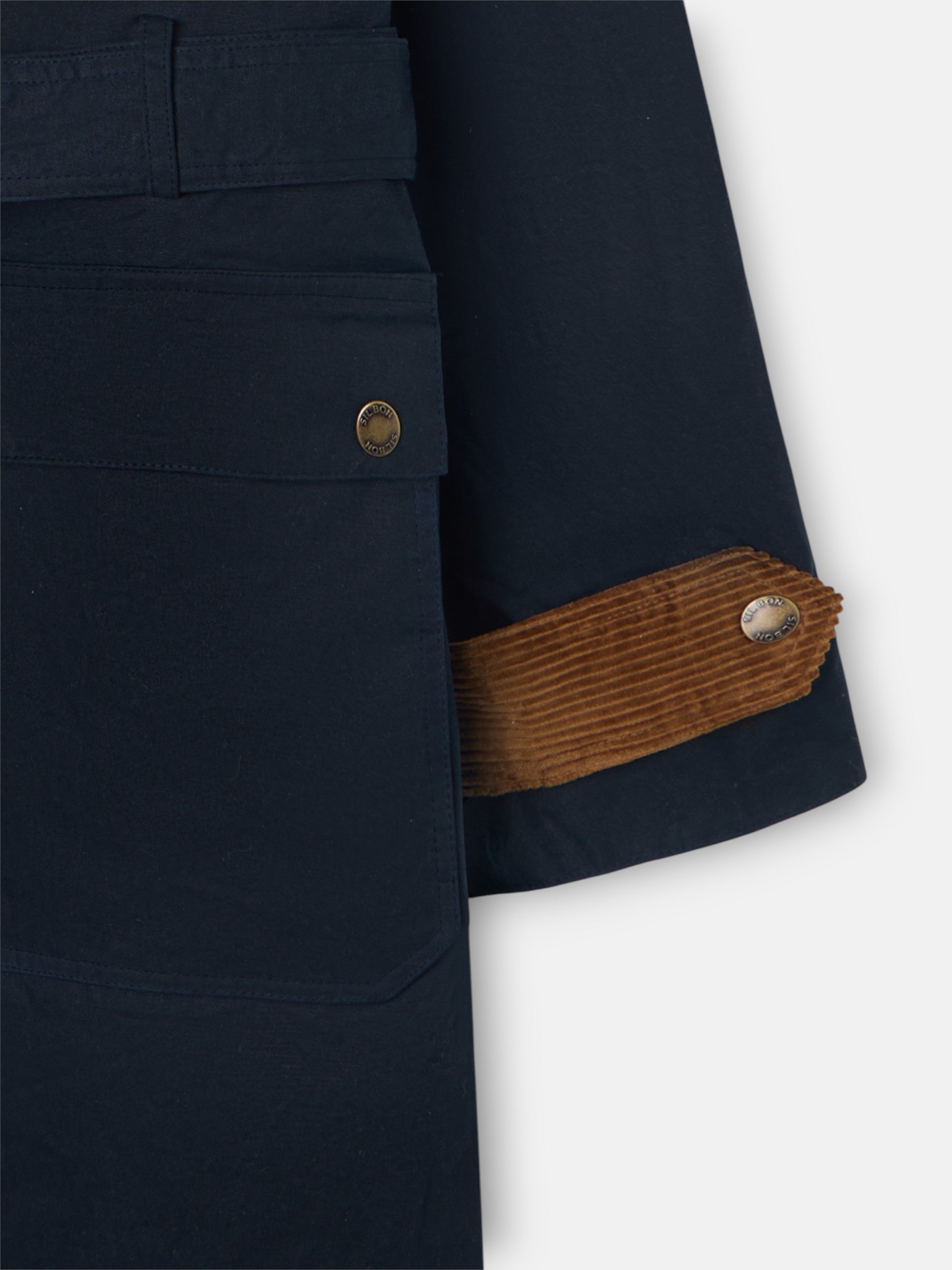 Parka larga encerada azul marino