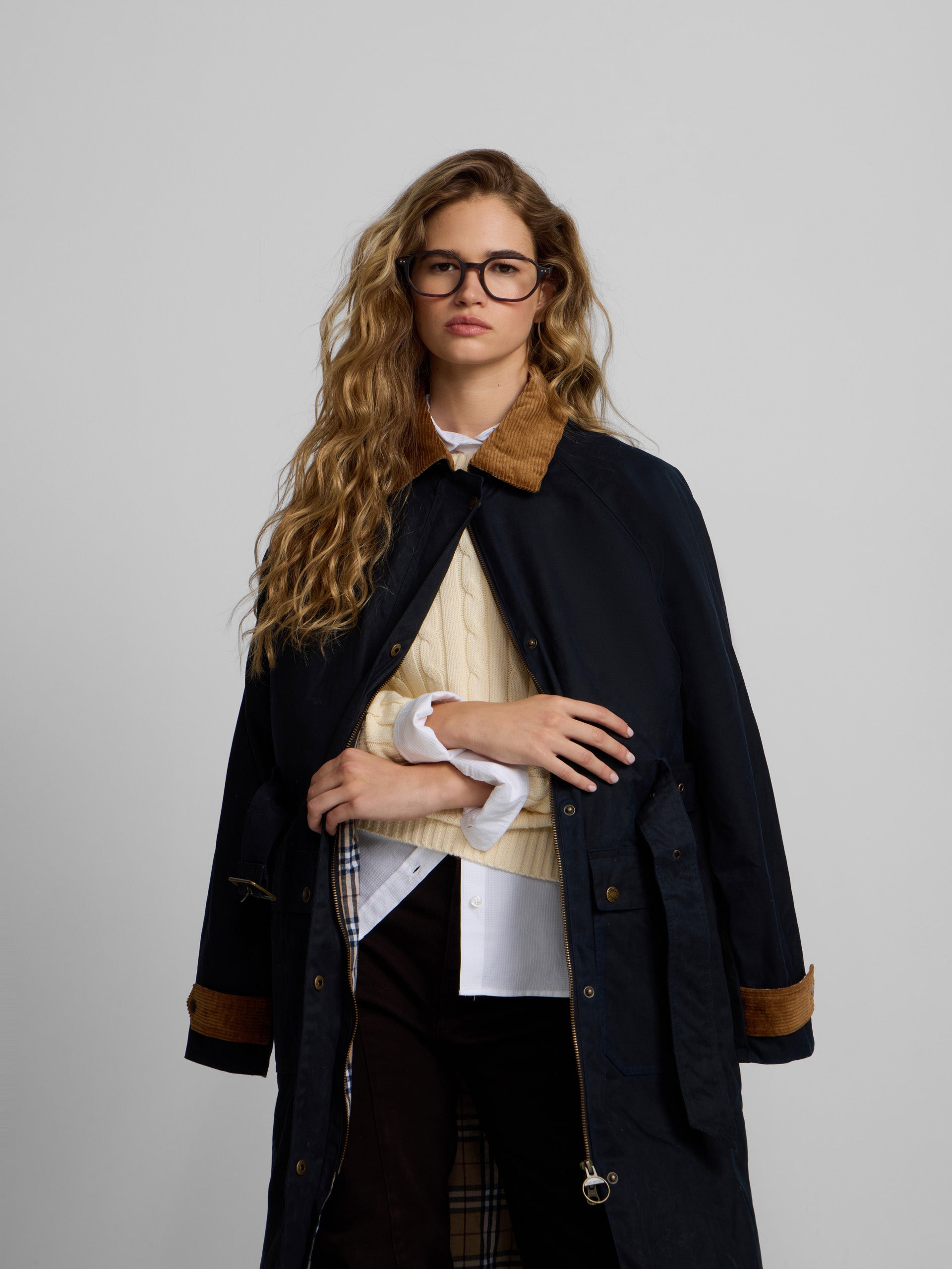 Parka larga encerada azul marino