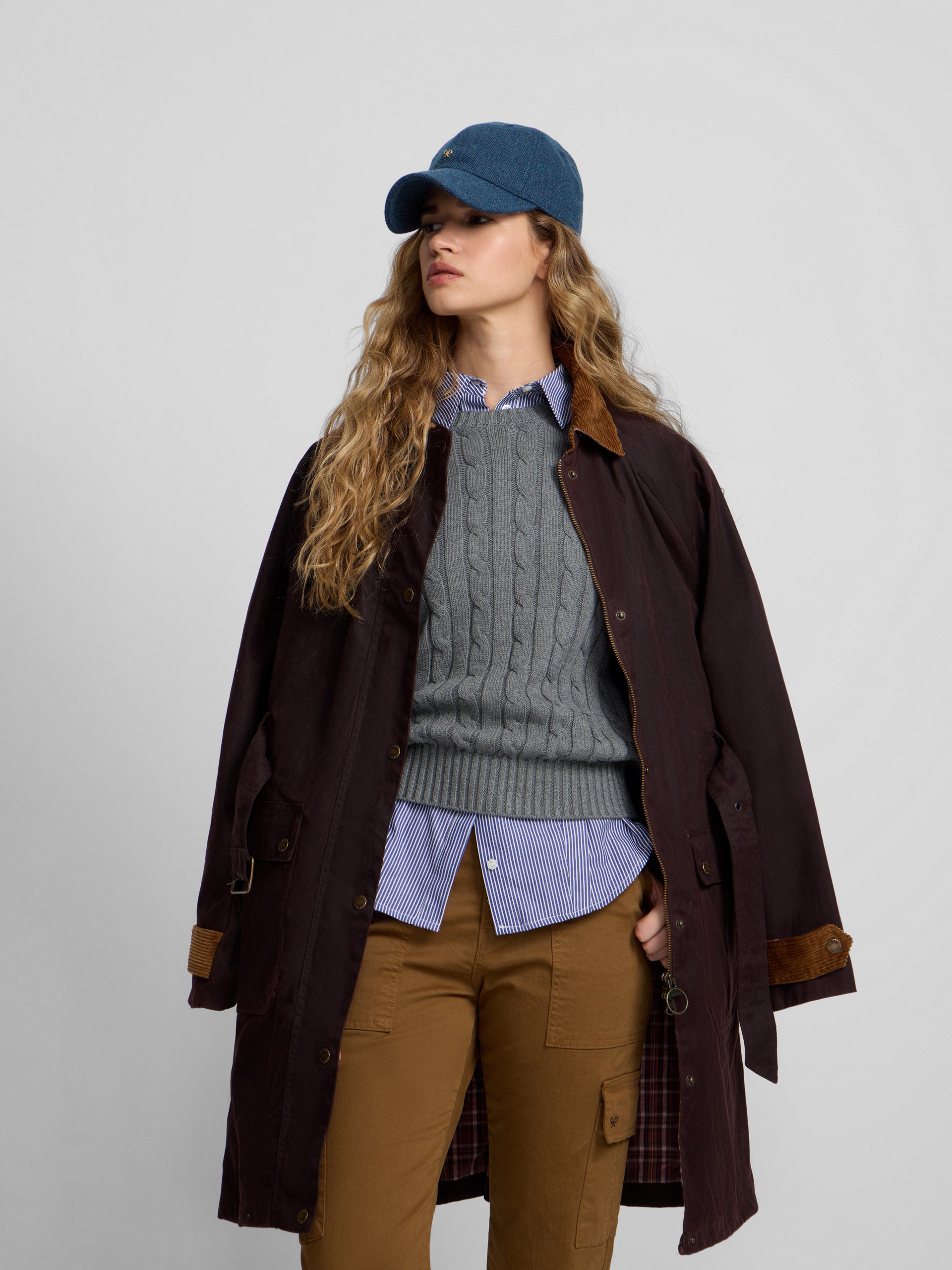 Parka larga encerada marron