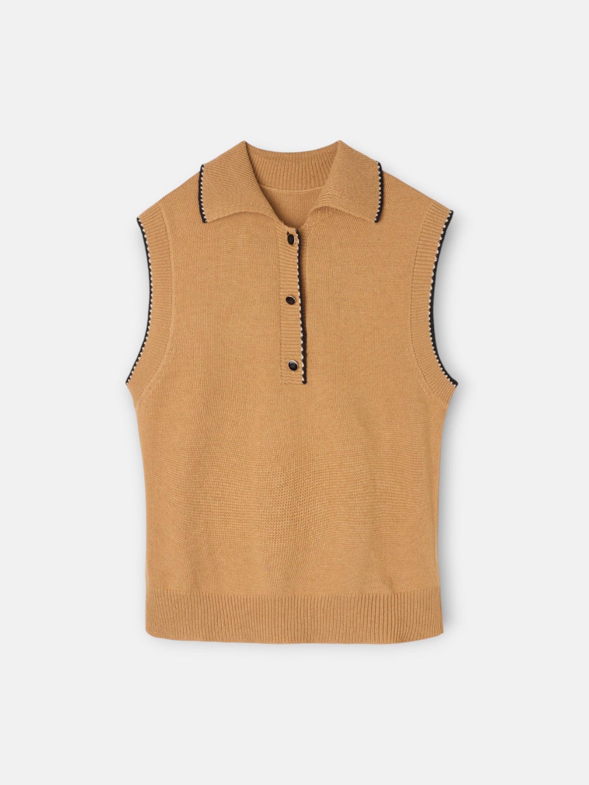 Gilet avec détails de coutures camel