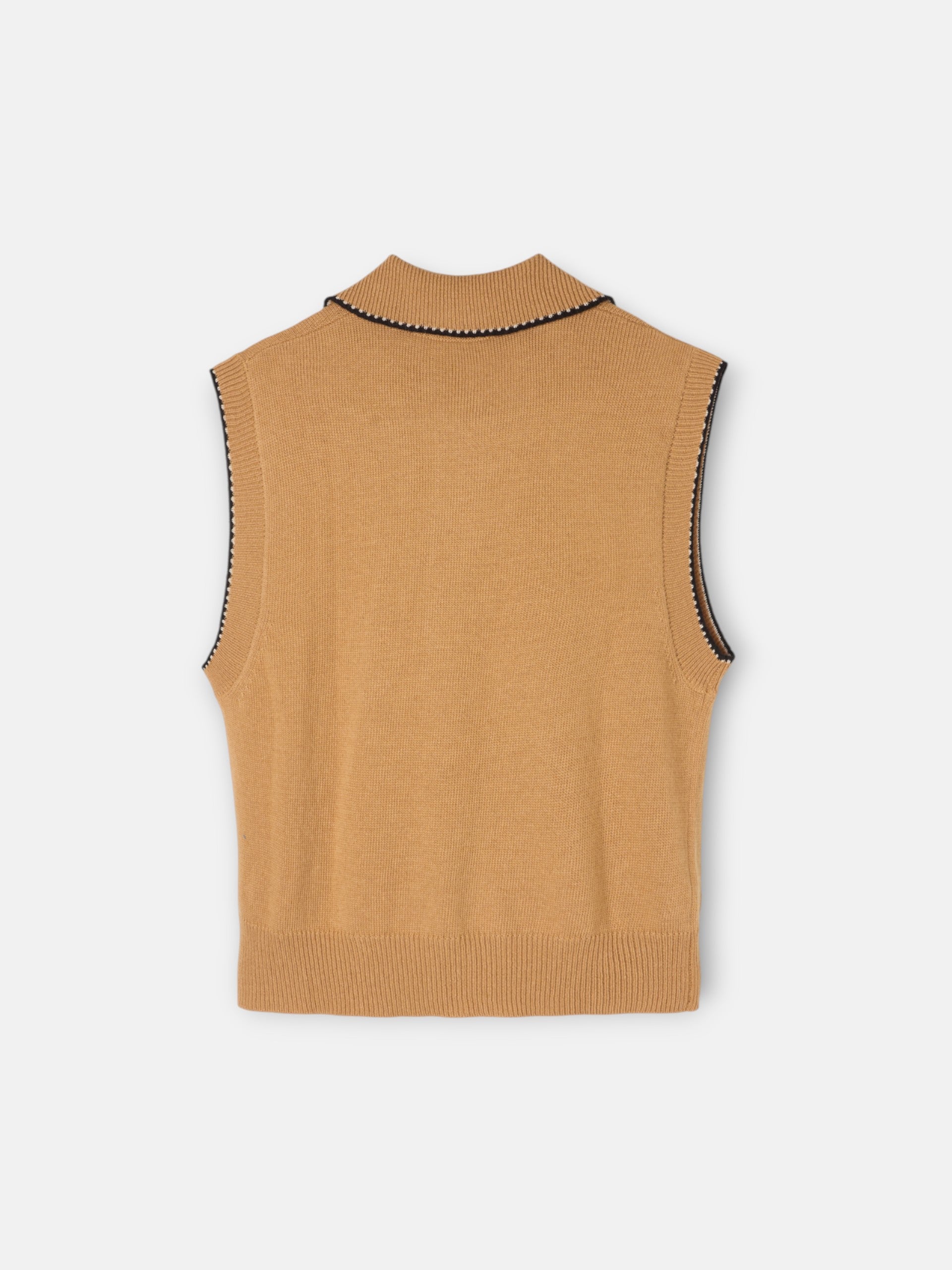 Gilet avec détails de coutures camel