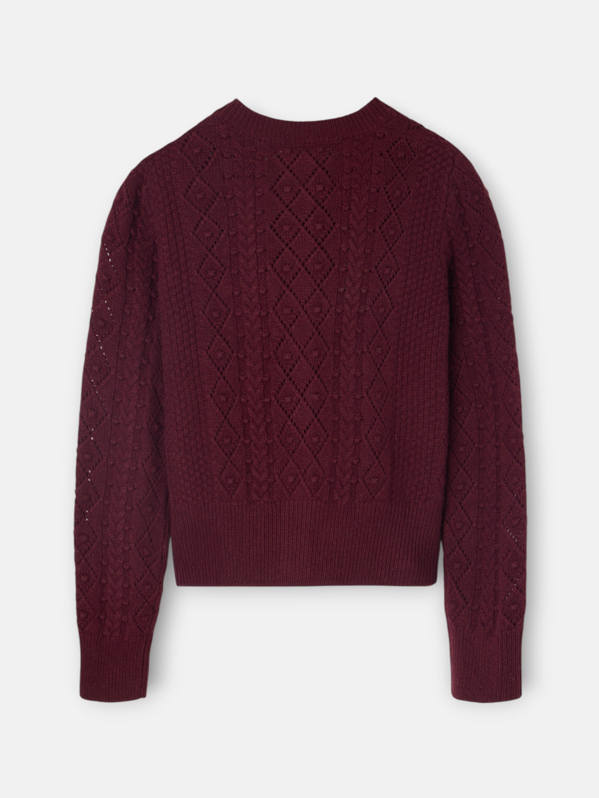 Cardigan de malha com tranças em bordô