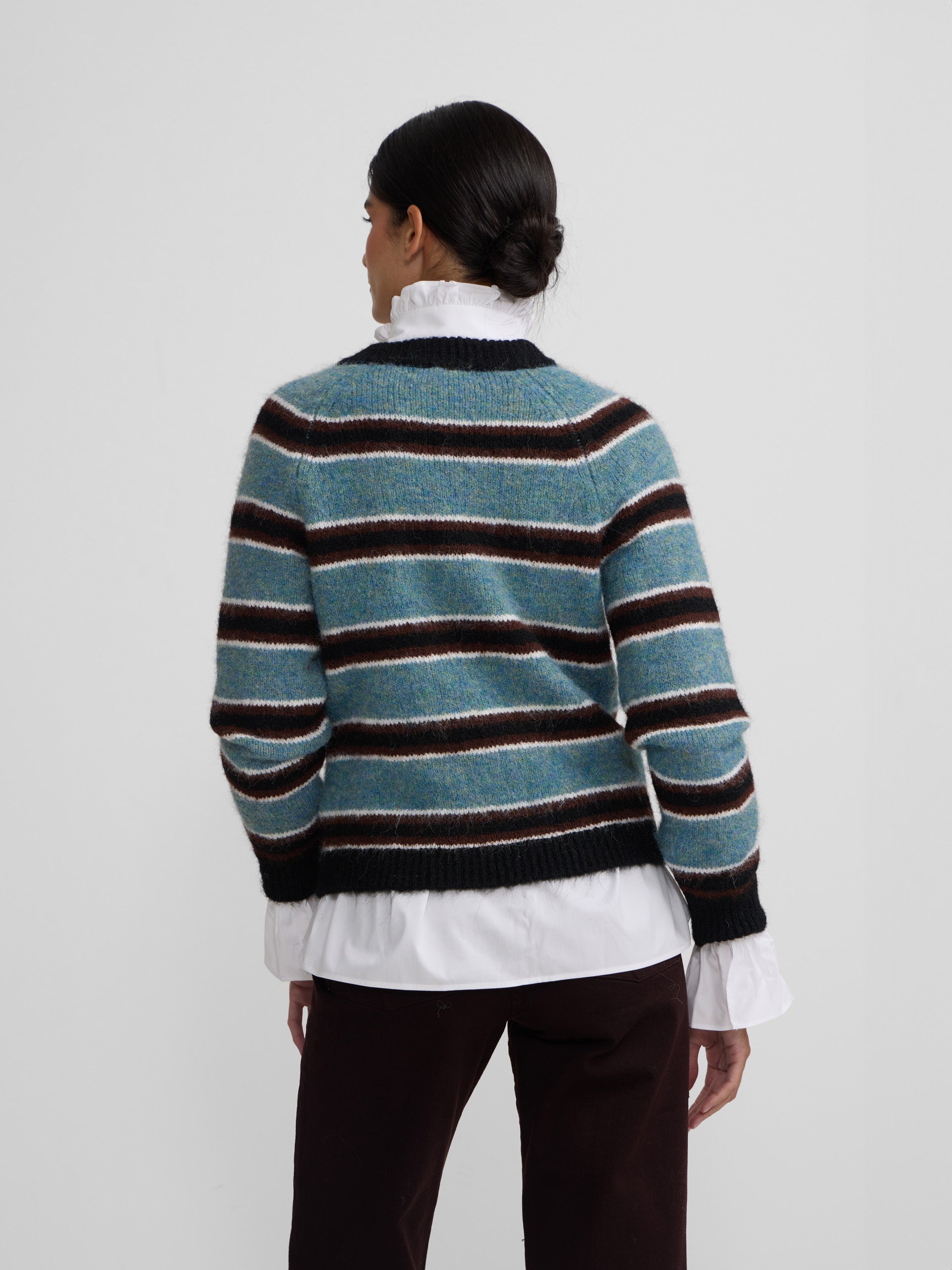 Jersey botones rayas azul y negro