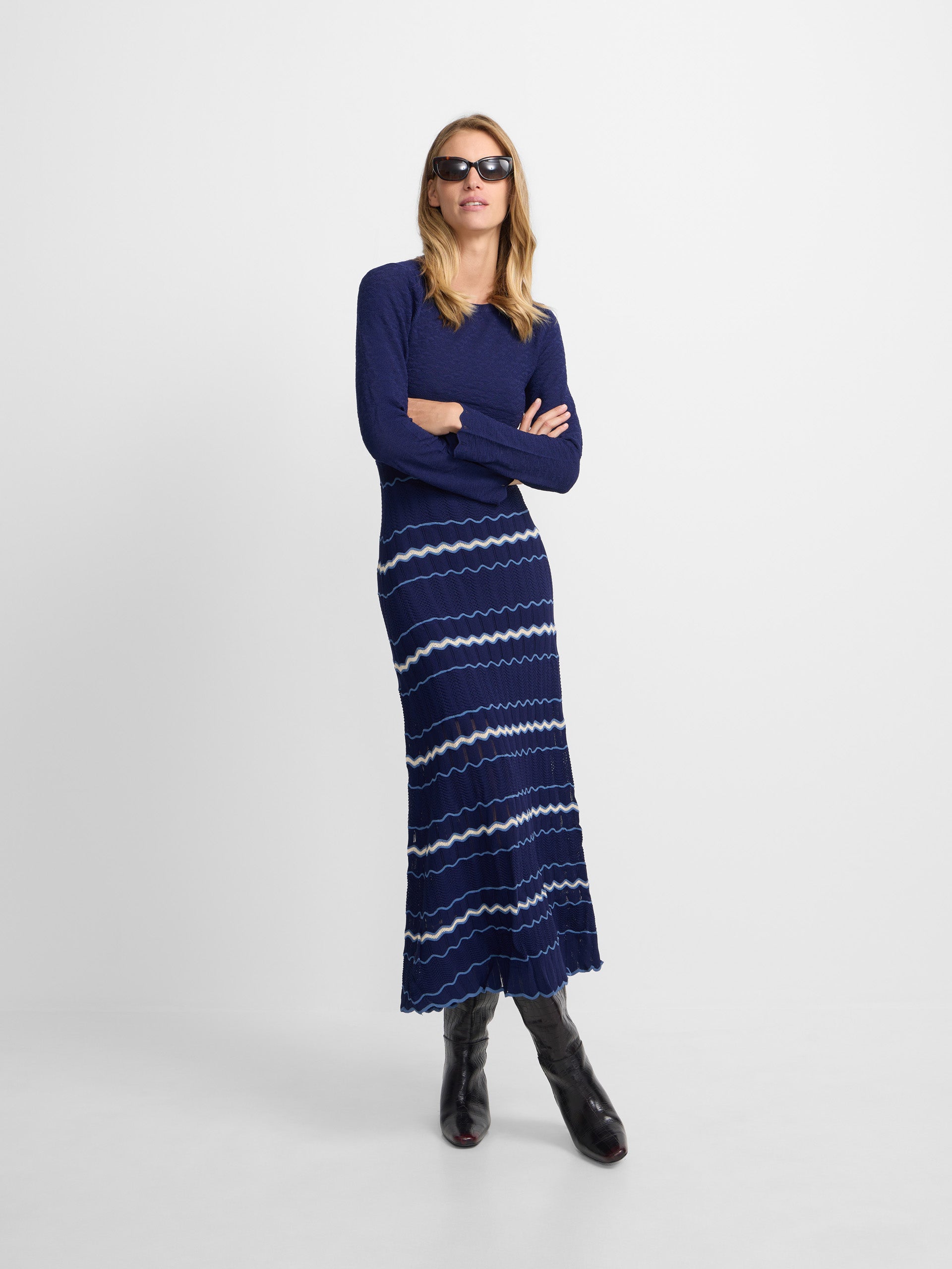 Vestido punto espigas azul