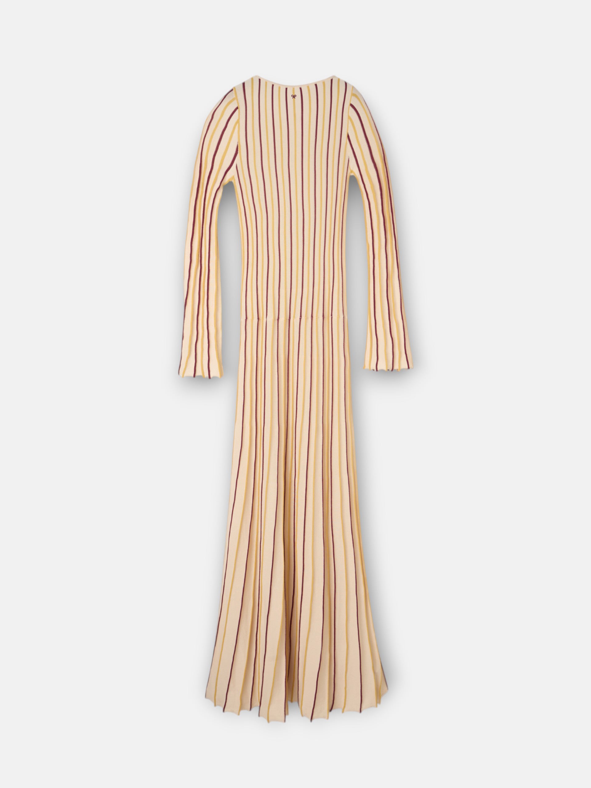 Vestido de malha às riscas bege