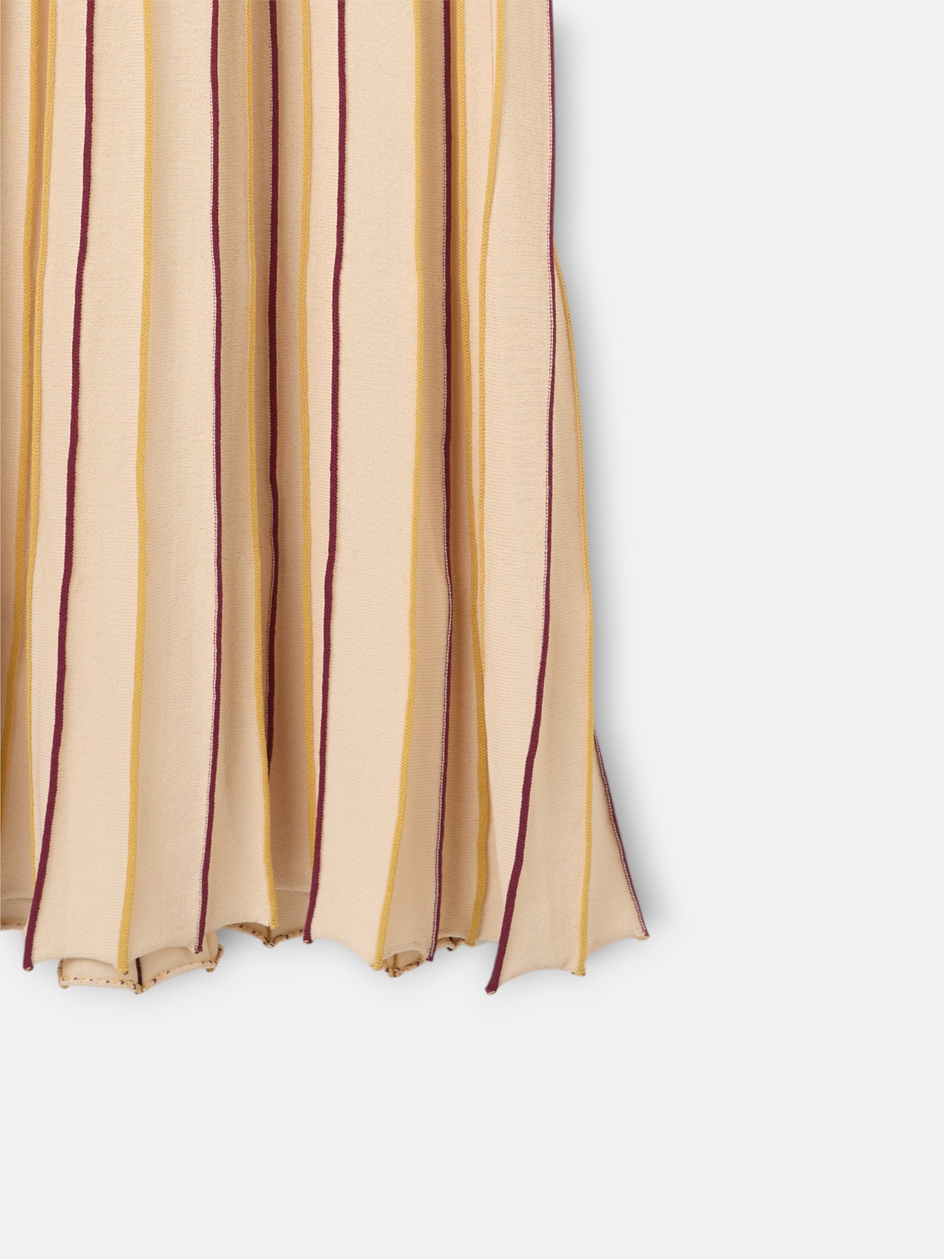 Vestido de malha às riscas bege