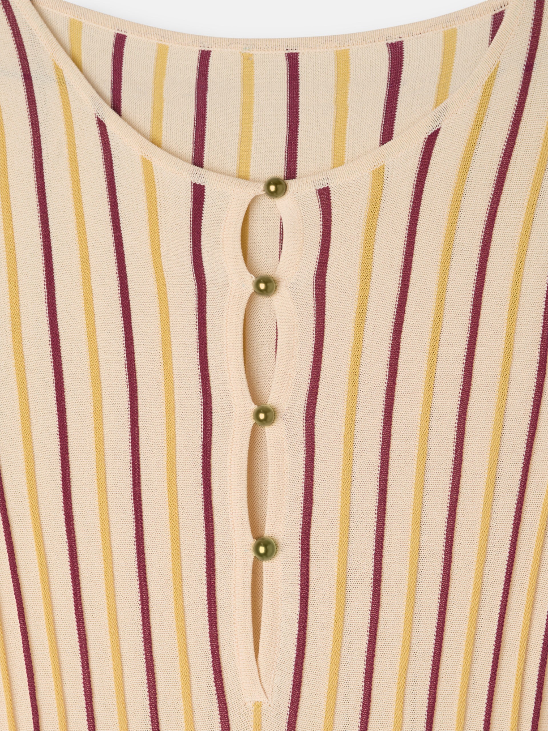 Vestido de malha às riscas bege