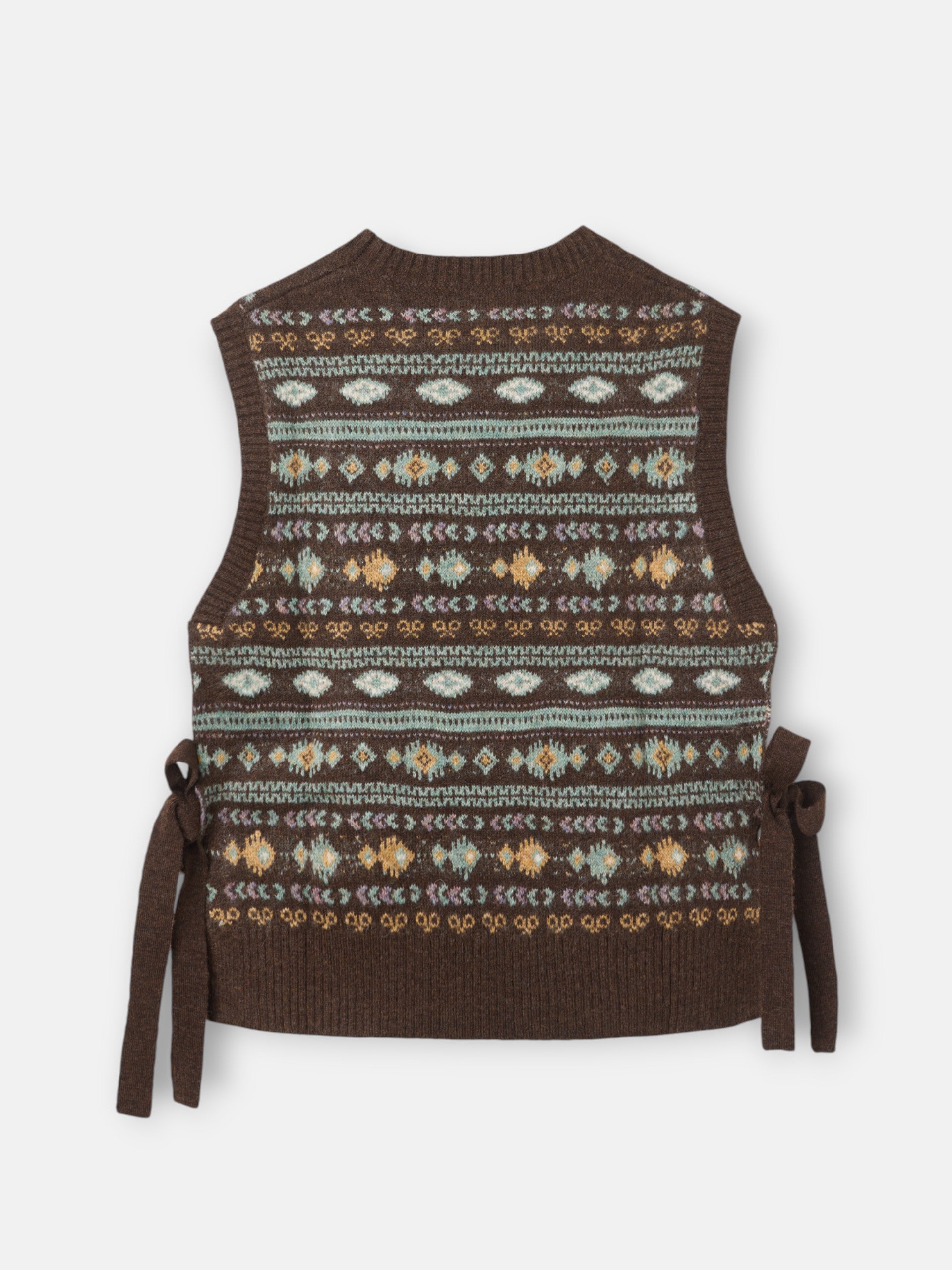 Chaleco punto lazada jacquard marron