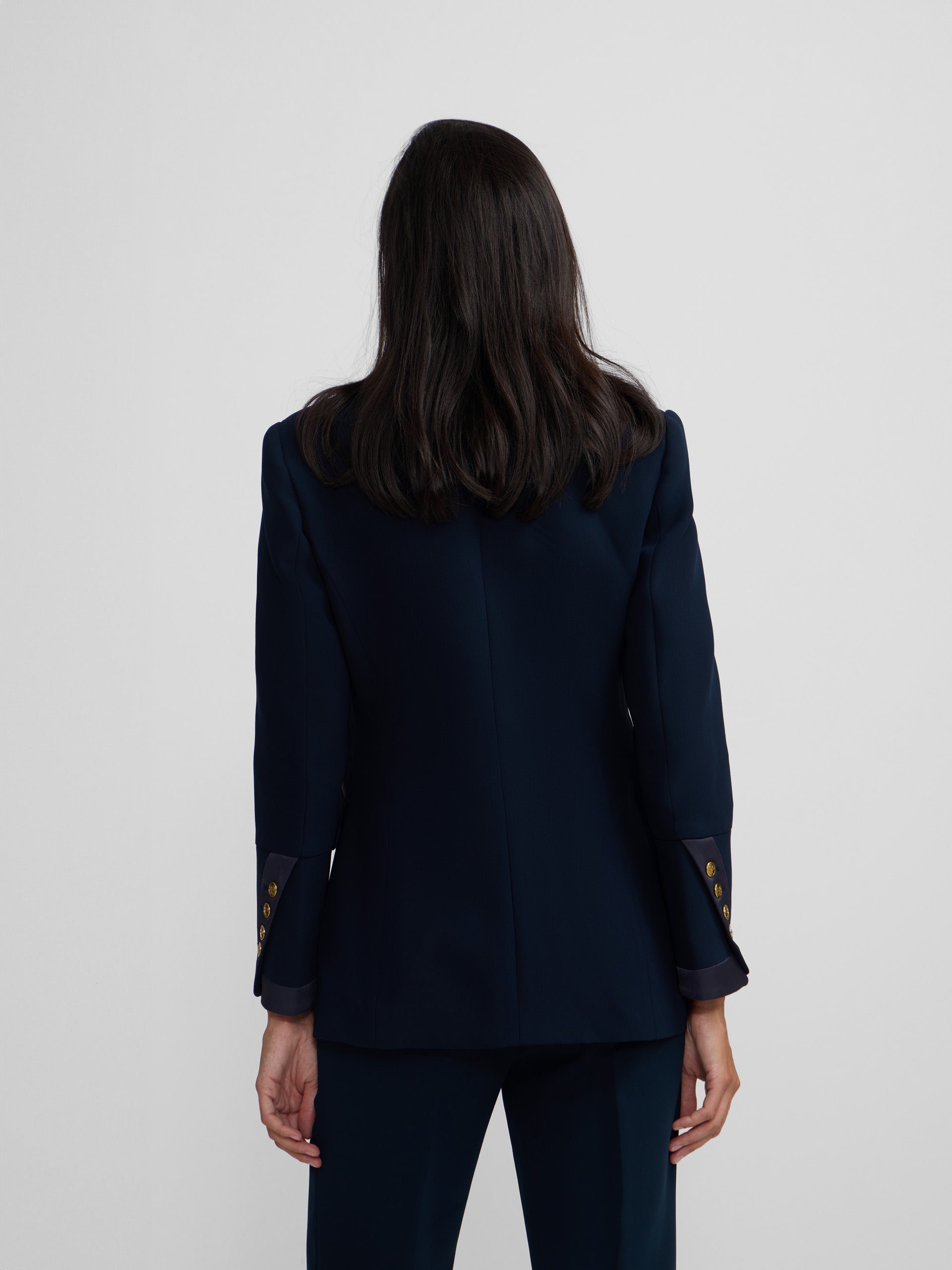Classic blazer with navy satin details