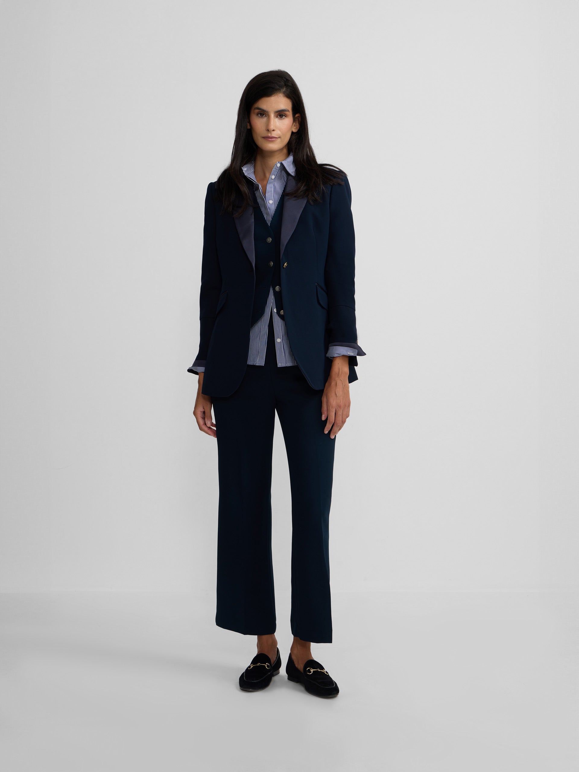Classic blazer with navy satin details