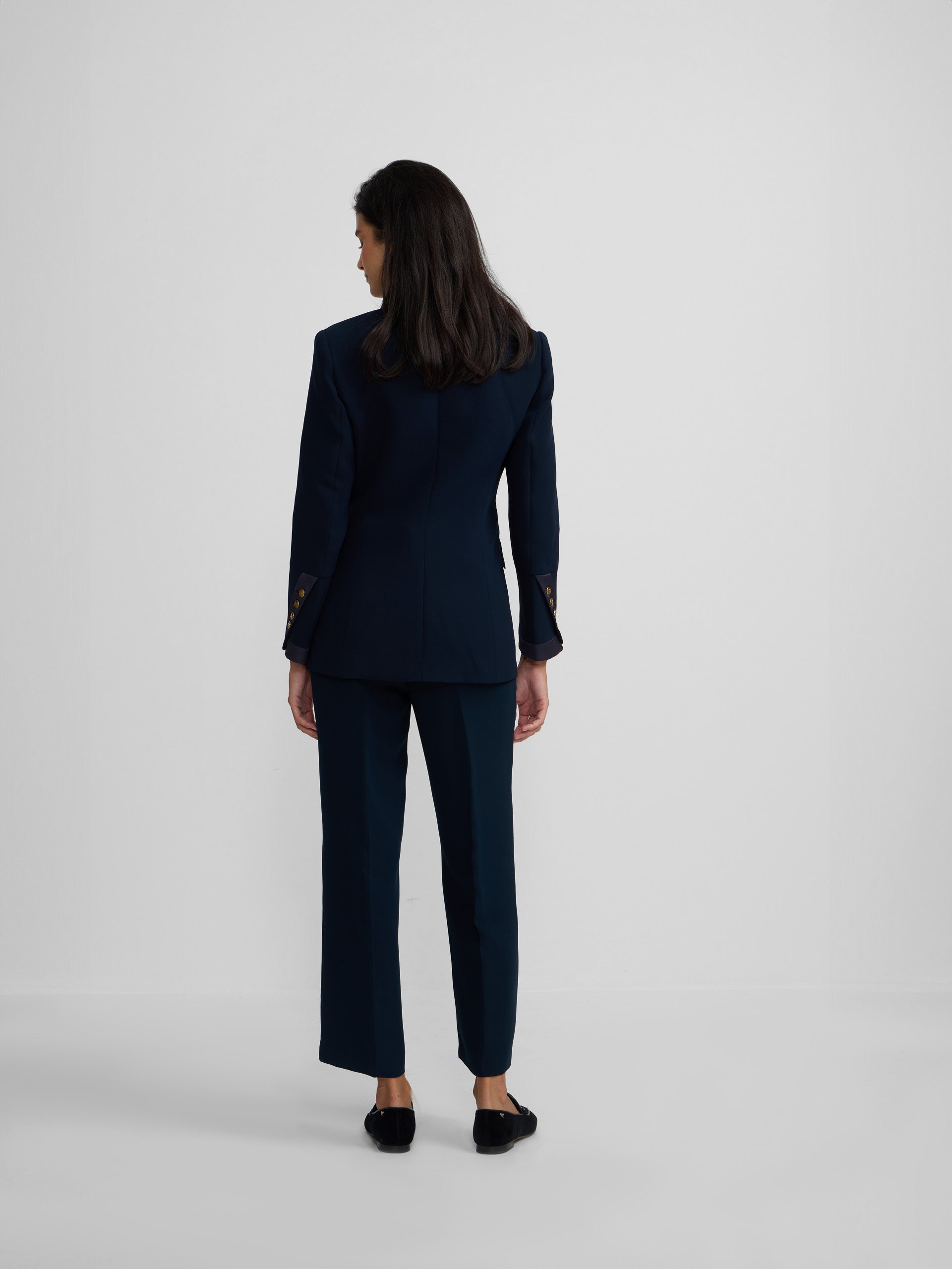 Classic blazer with navy satin details