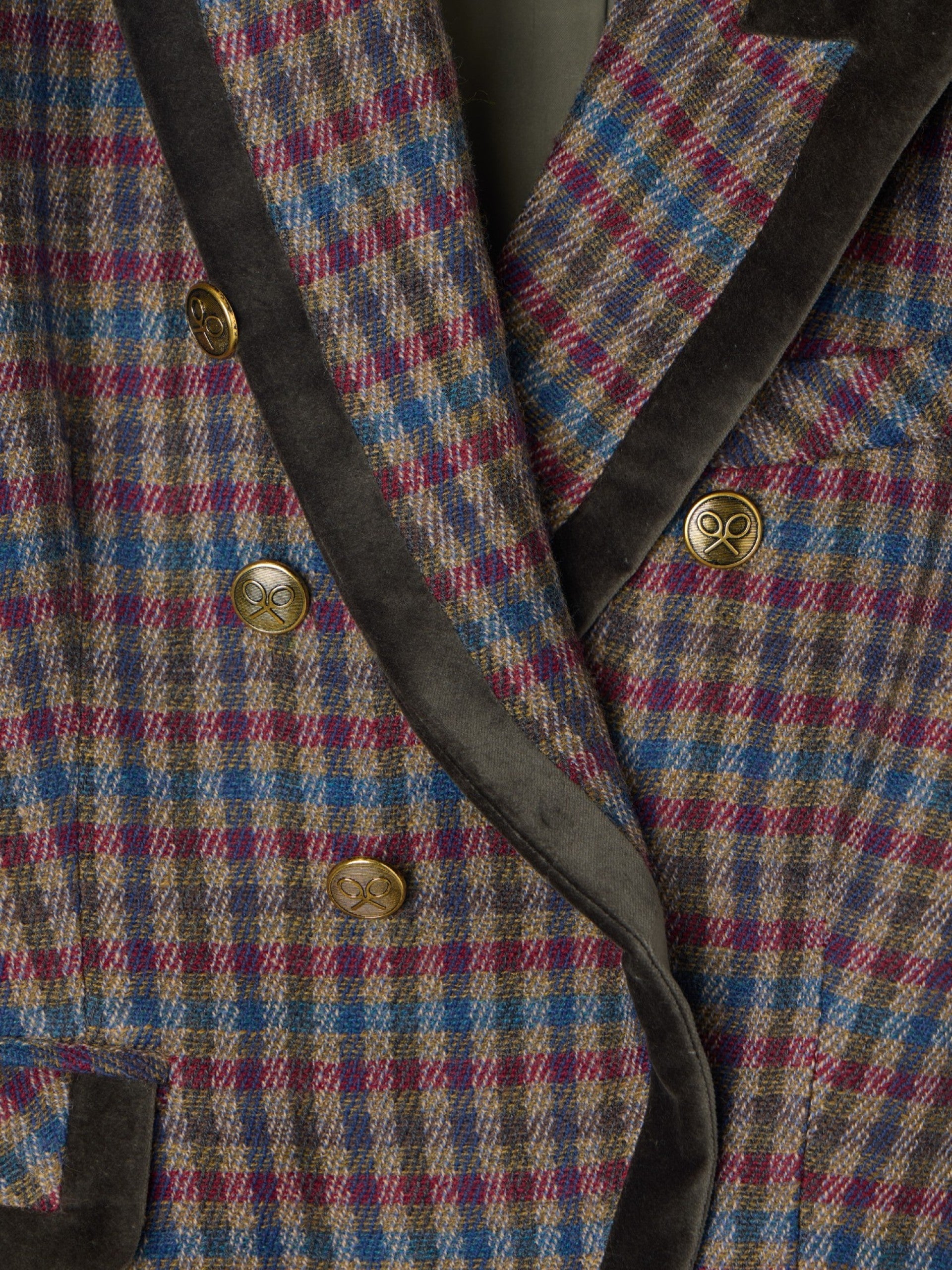 Blazer croisé à carreaux verts classiques