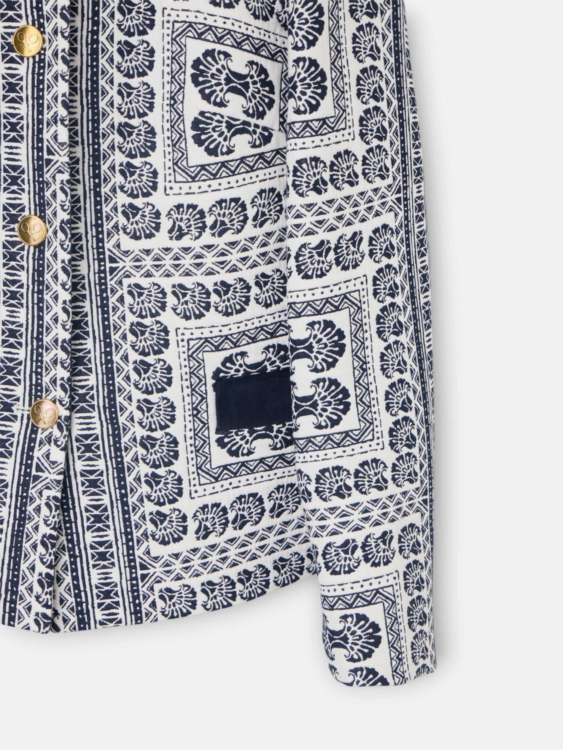 Blazer jacquard com padrões azul-marinho