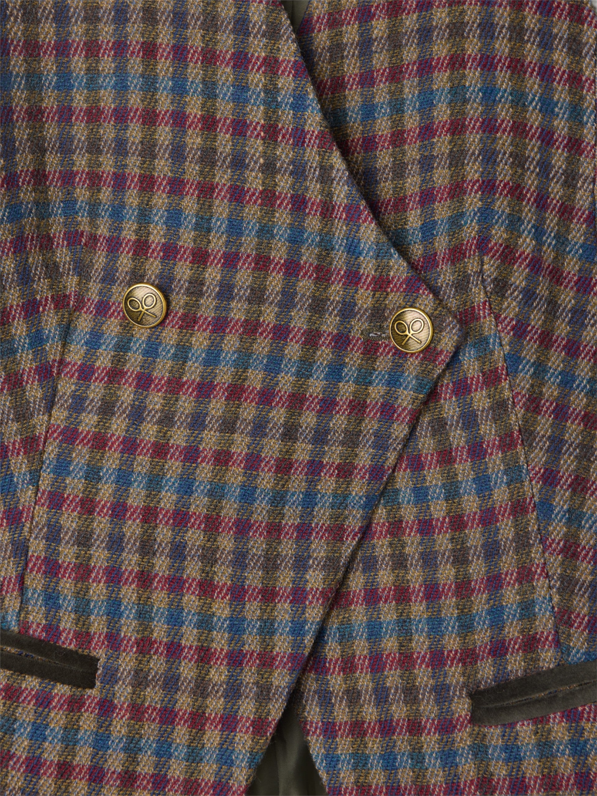 Colete cruzado clássico com padrão de quadrados verdes