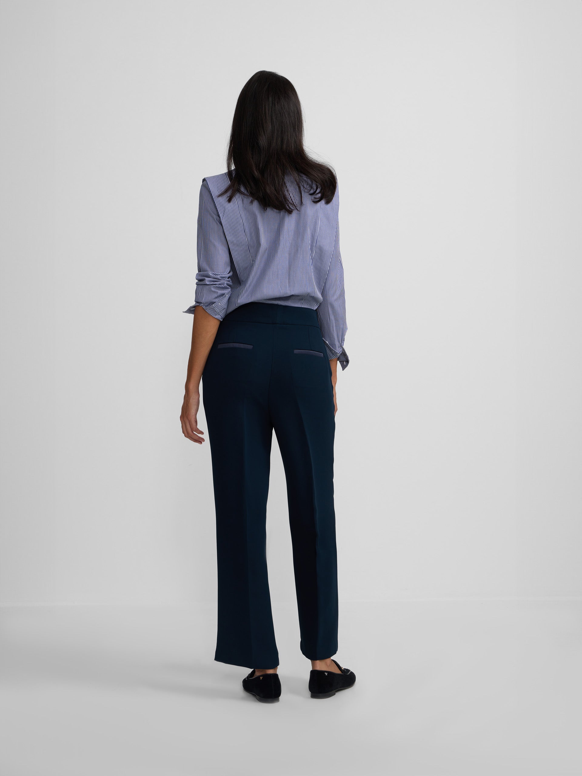 Dress pants with navy satin details