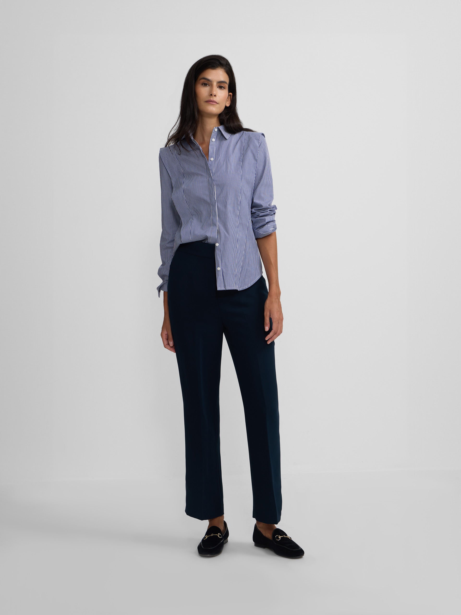 Dress pants with navy satin details