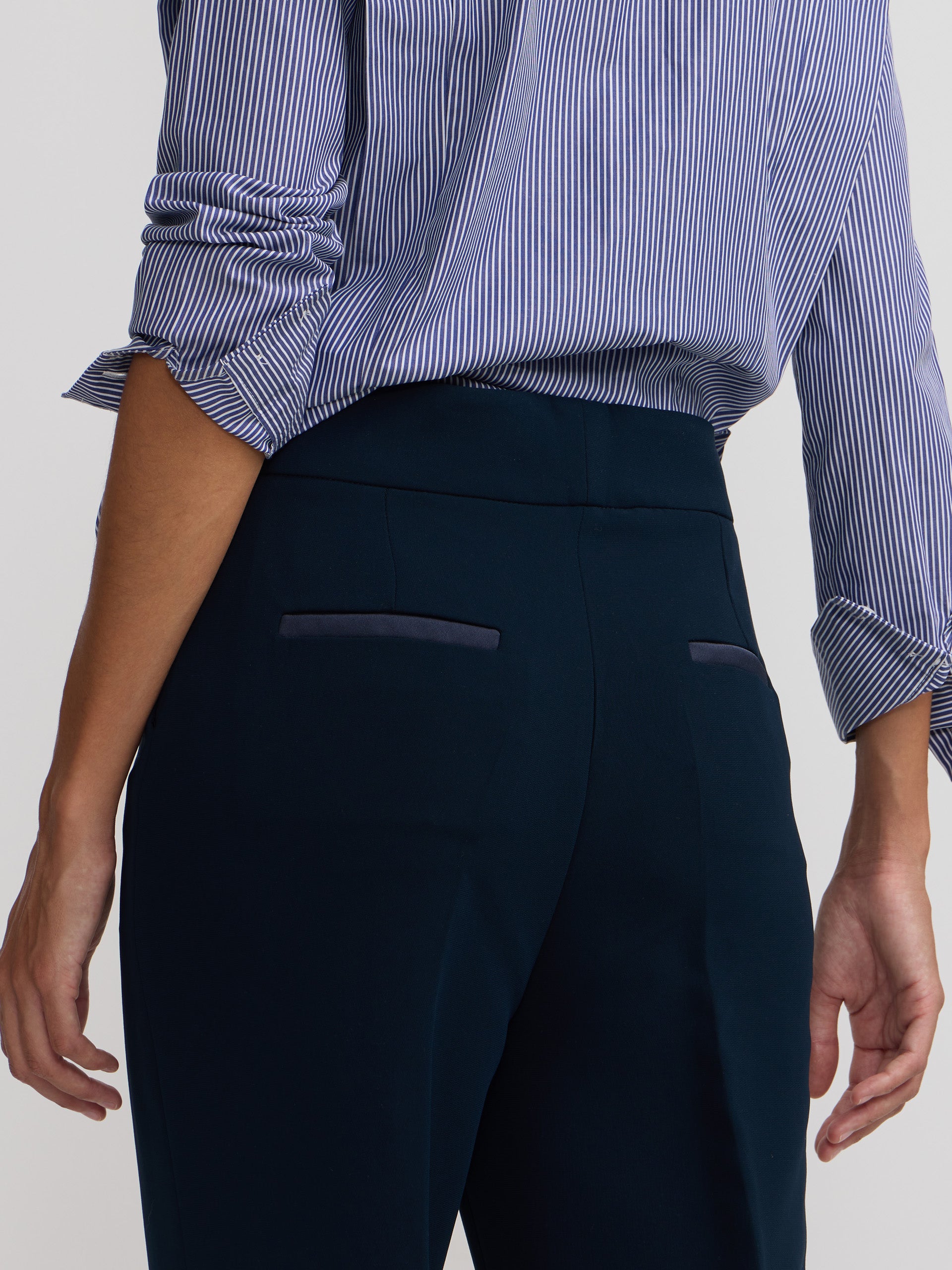 Dress pants with navy satin details