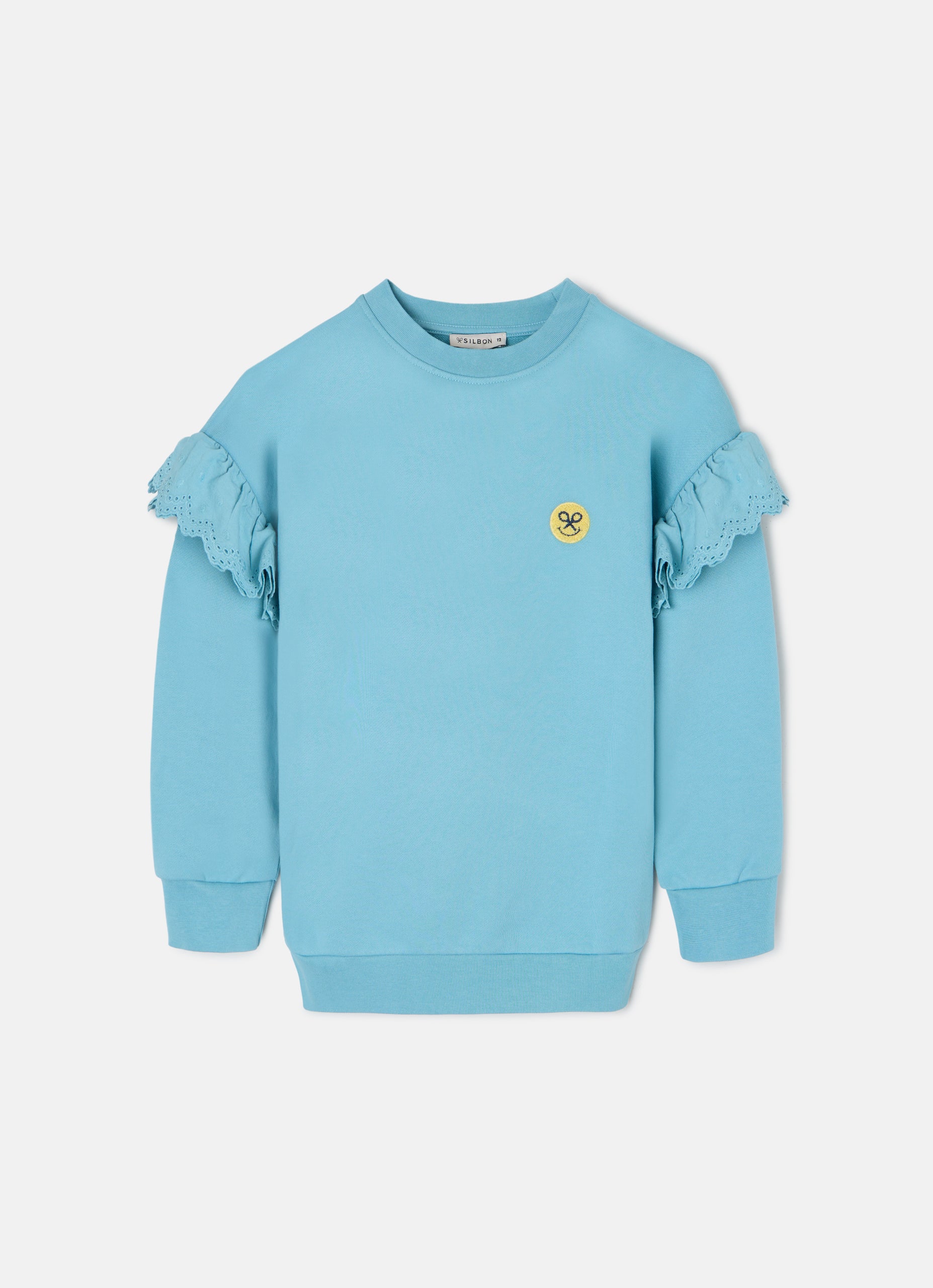 Sweatshirt girl detalhes nas mangas azul-celeste