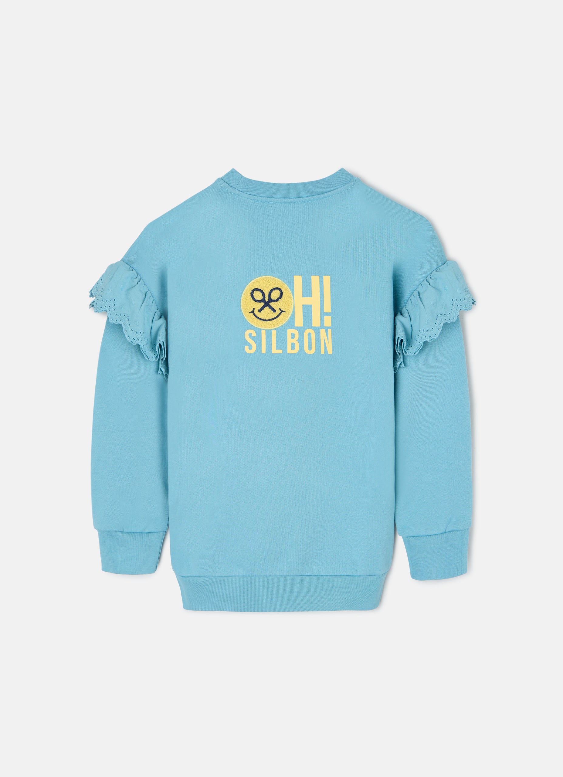 Sweatshirt girl detalhes nas mangas azul-celeste