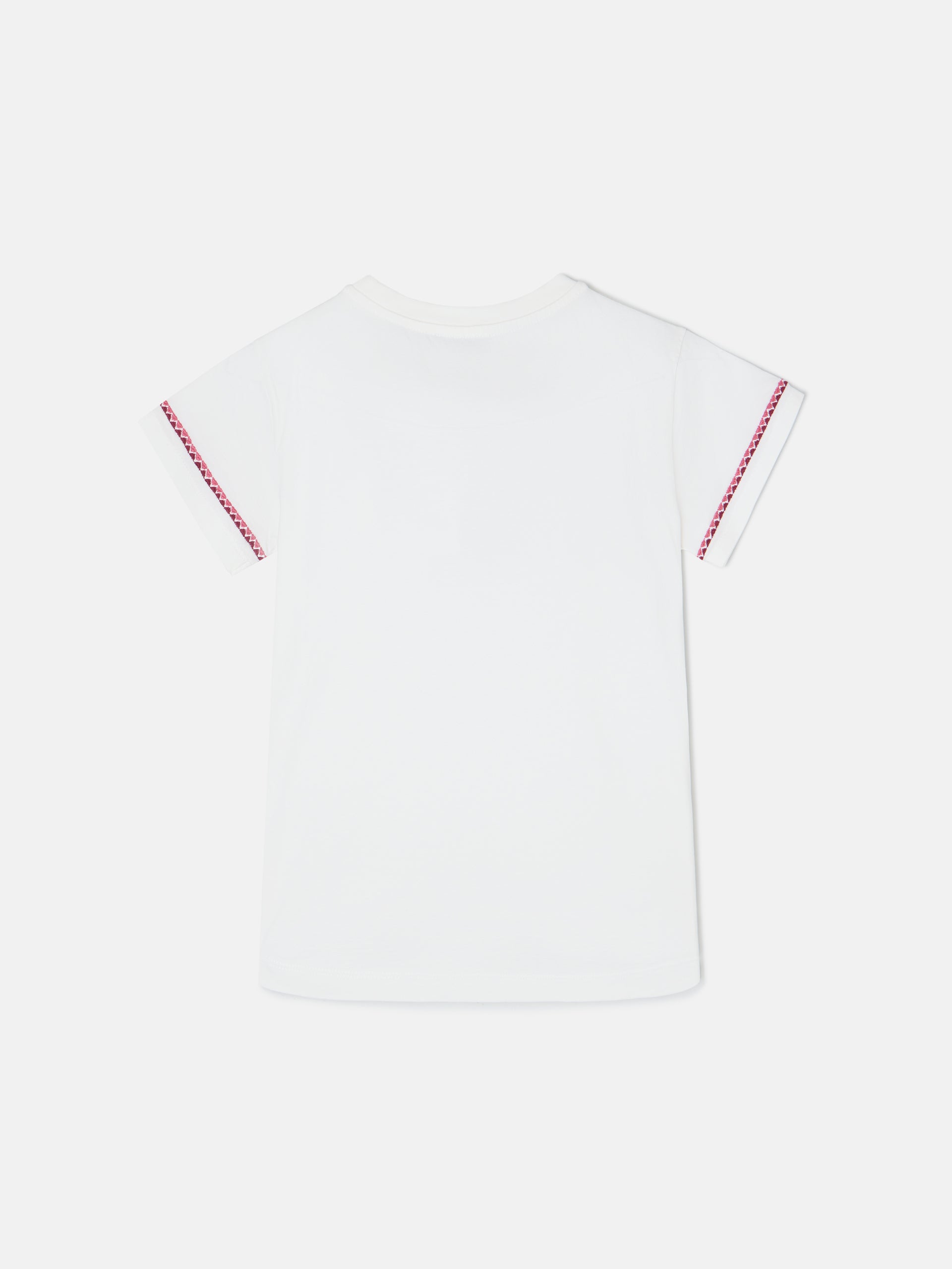 T-shirt menina raquete étnica multicolor branca