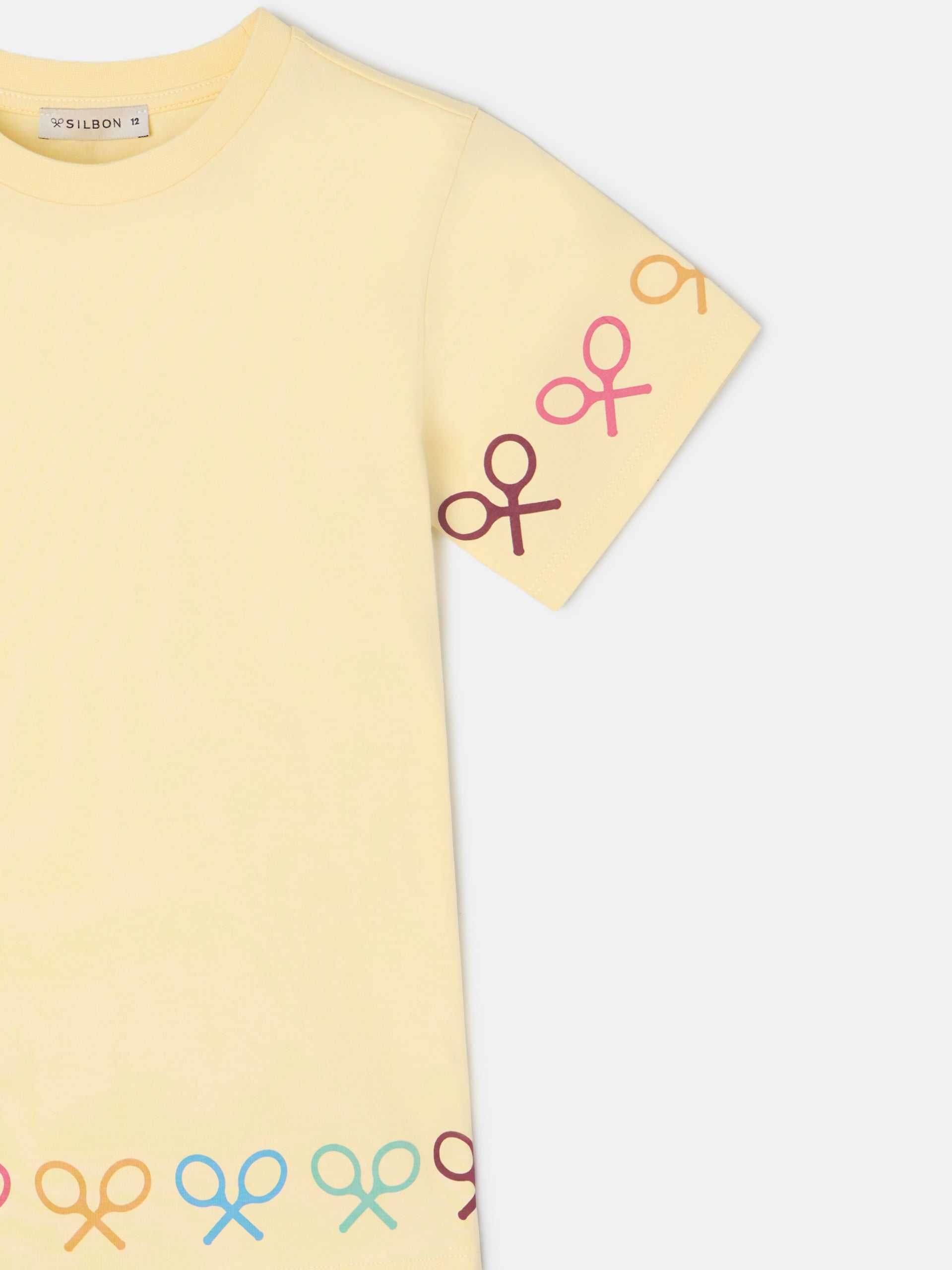 Camiseta girl raquetas multicolor amarilla