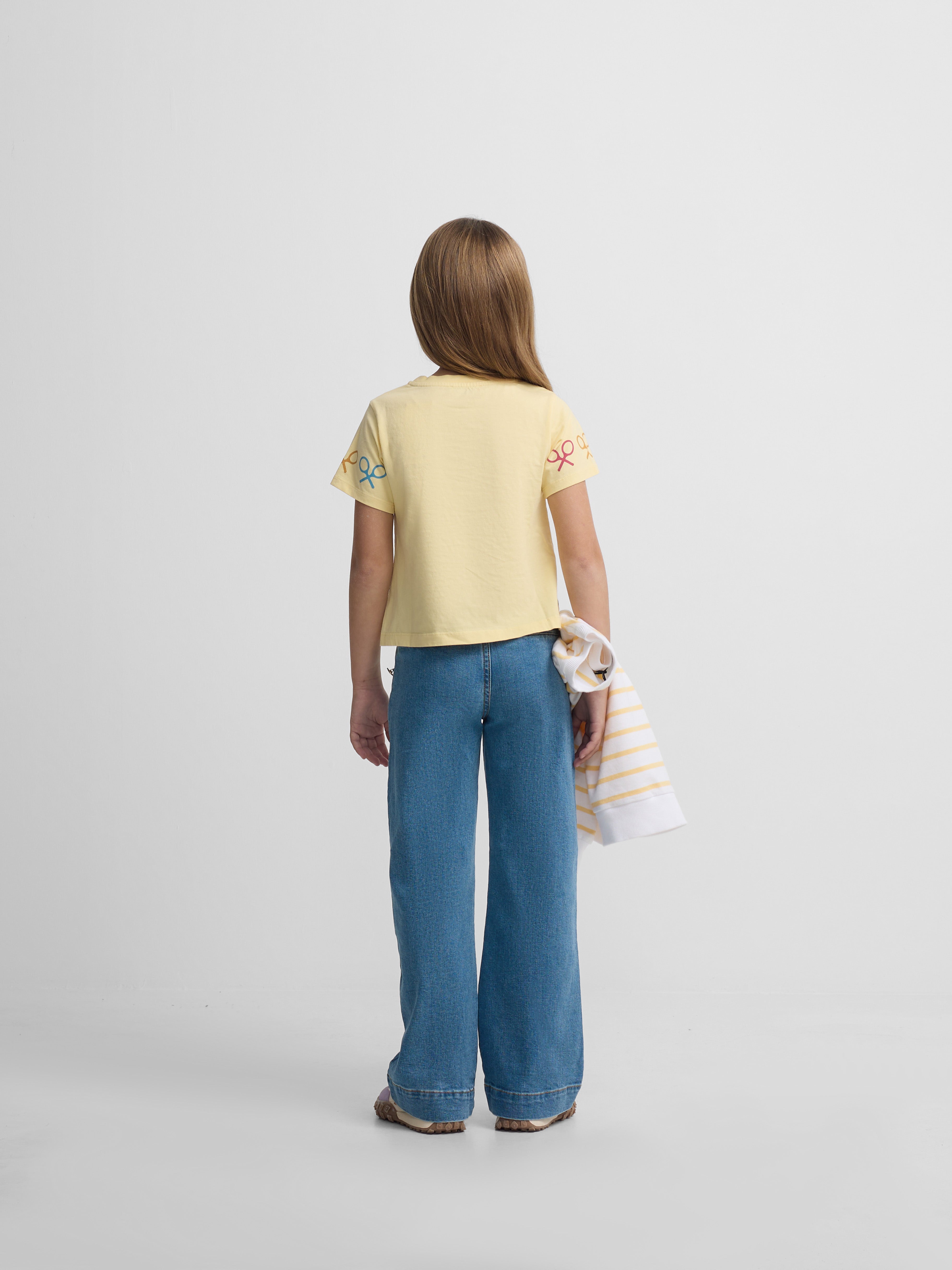 Camiseta girl raquetas multicolor amarilla