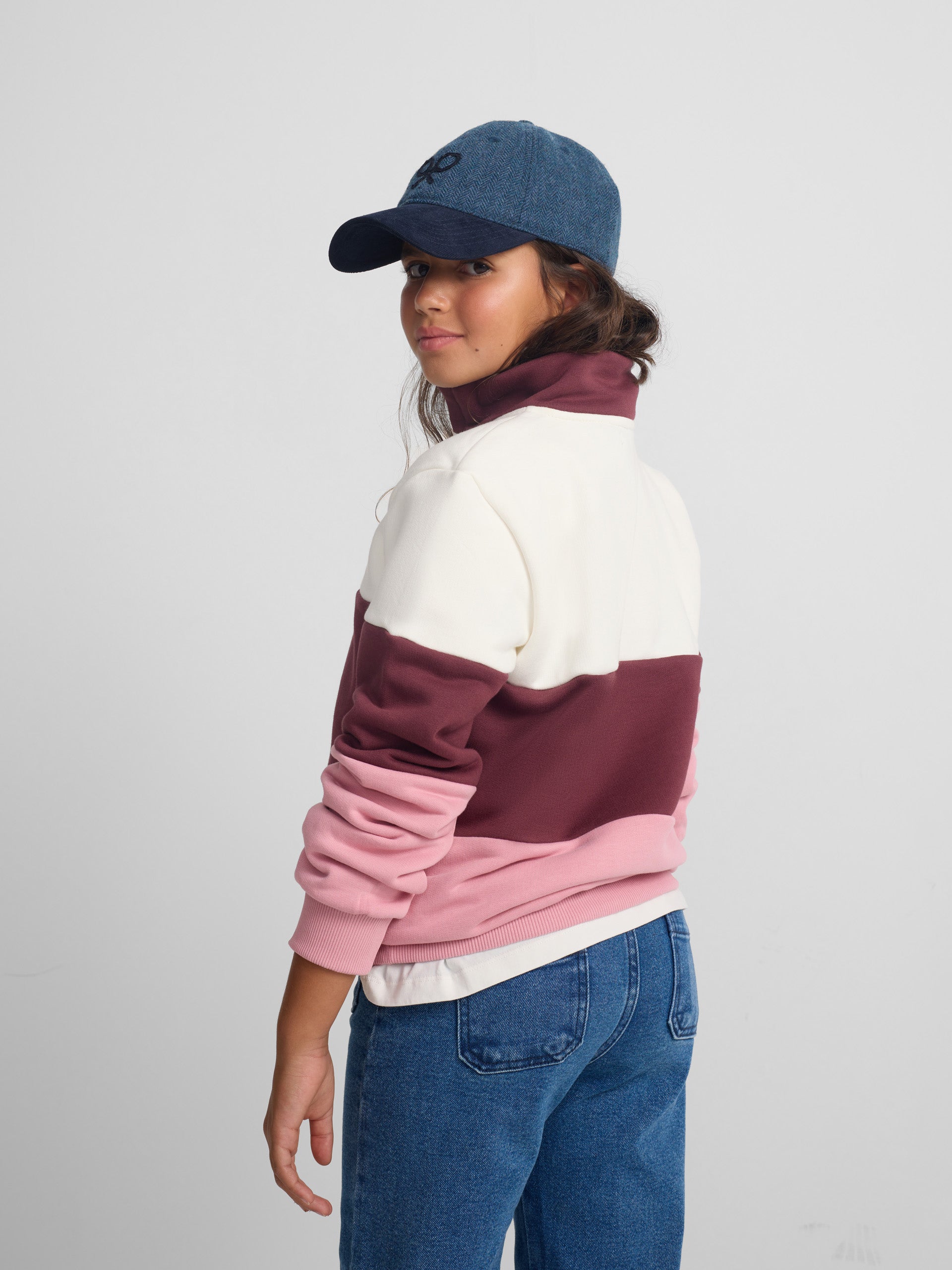 Pink and white tricolor girl sweatshirt