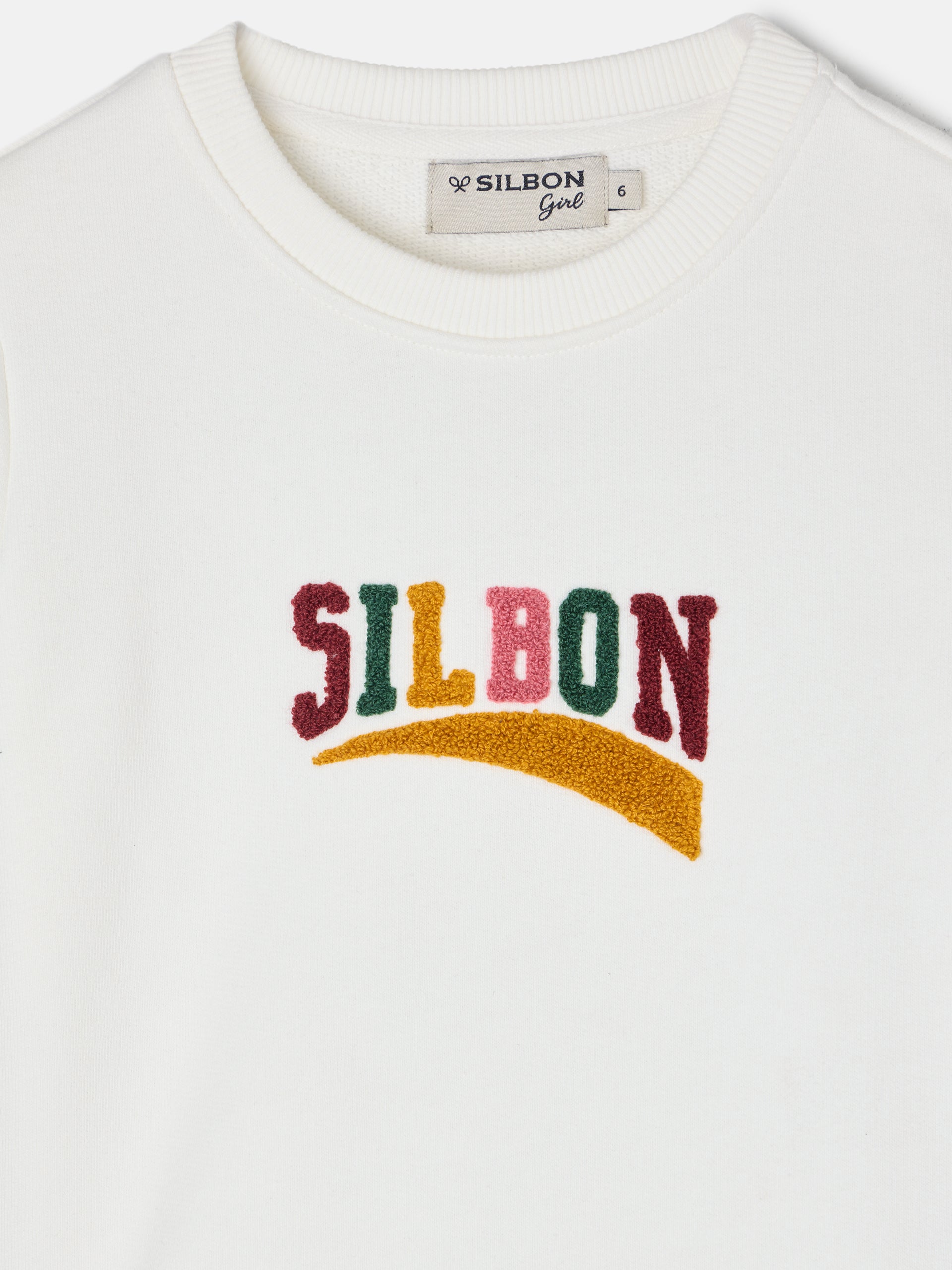 Sweatshirt girl letras silbon cru