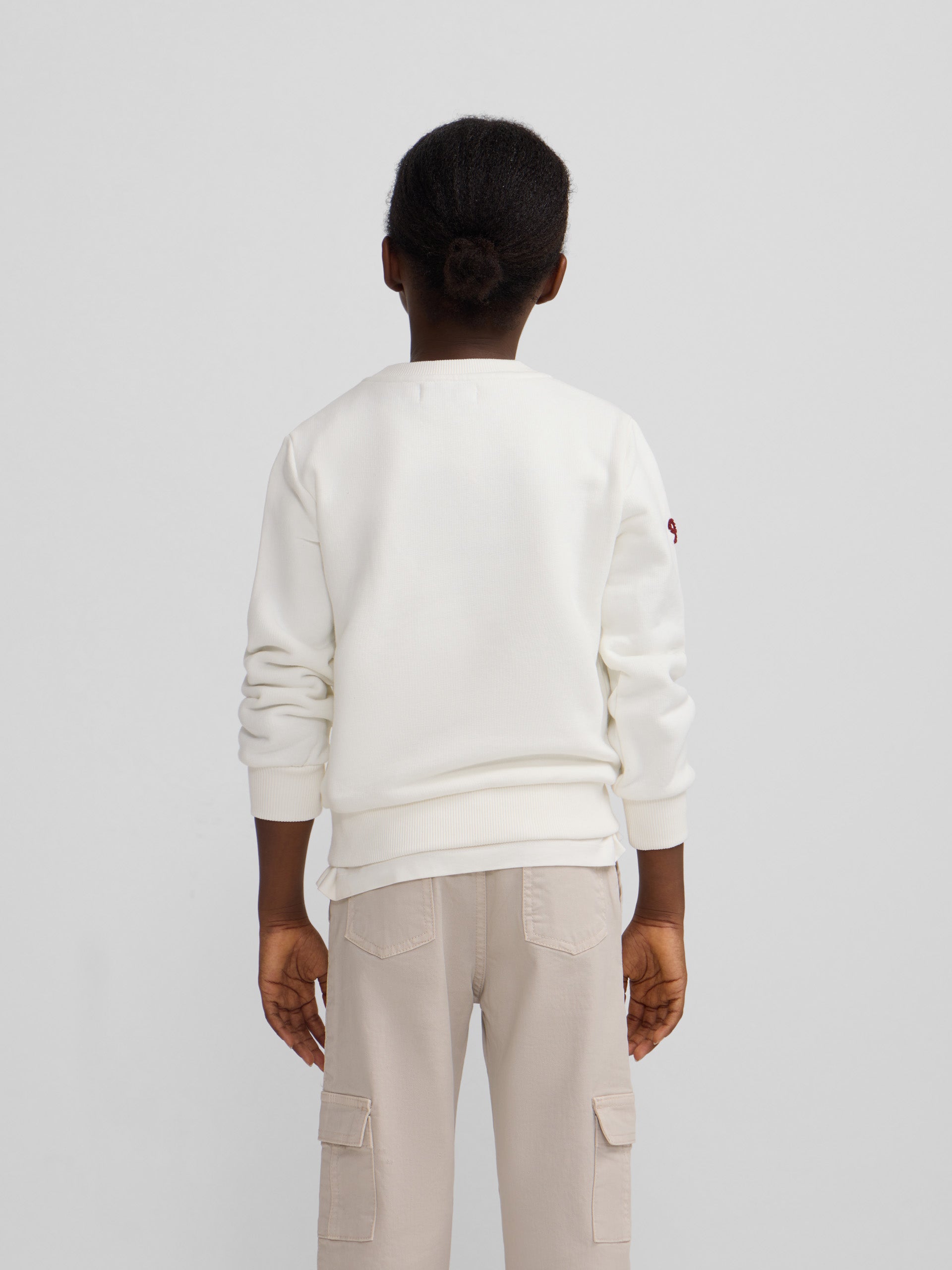 Sweatshirt girl letras silbon cru