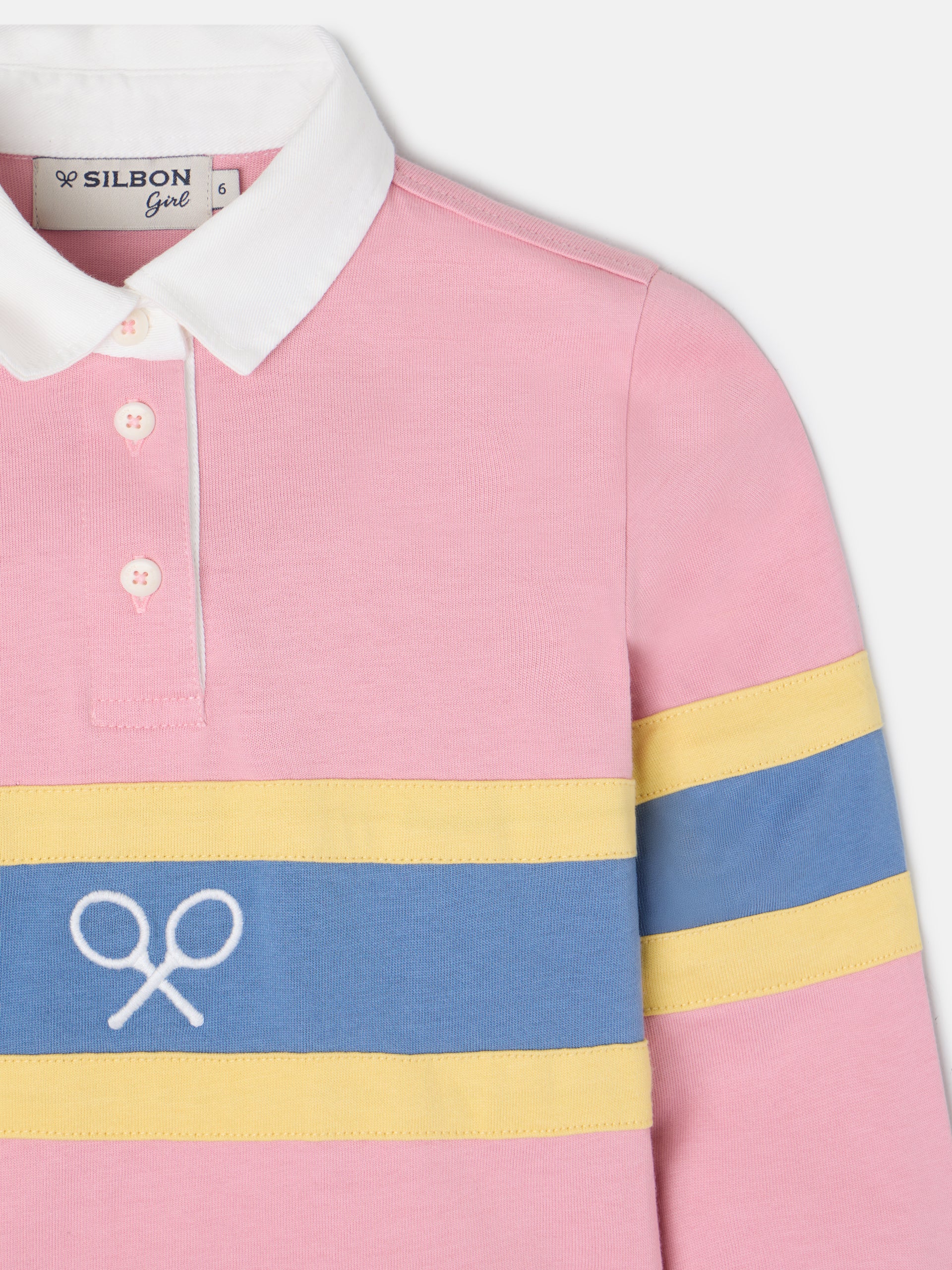 Polo girl manga larga raqueta rosa