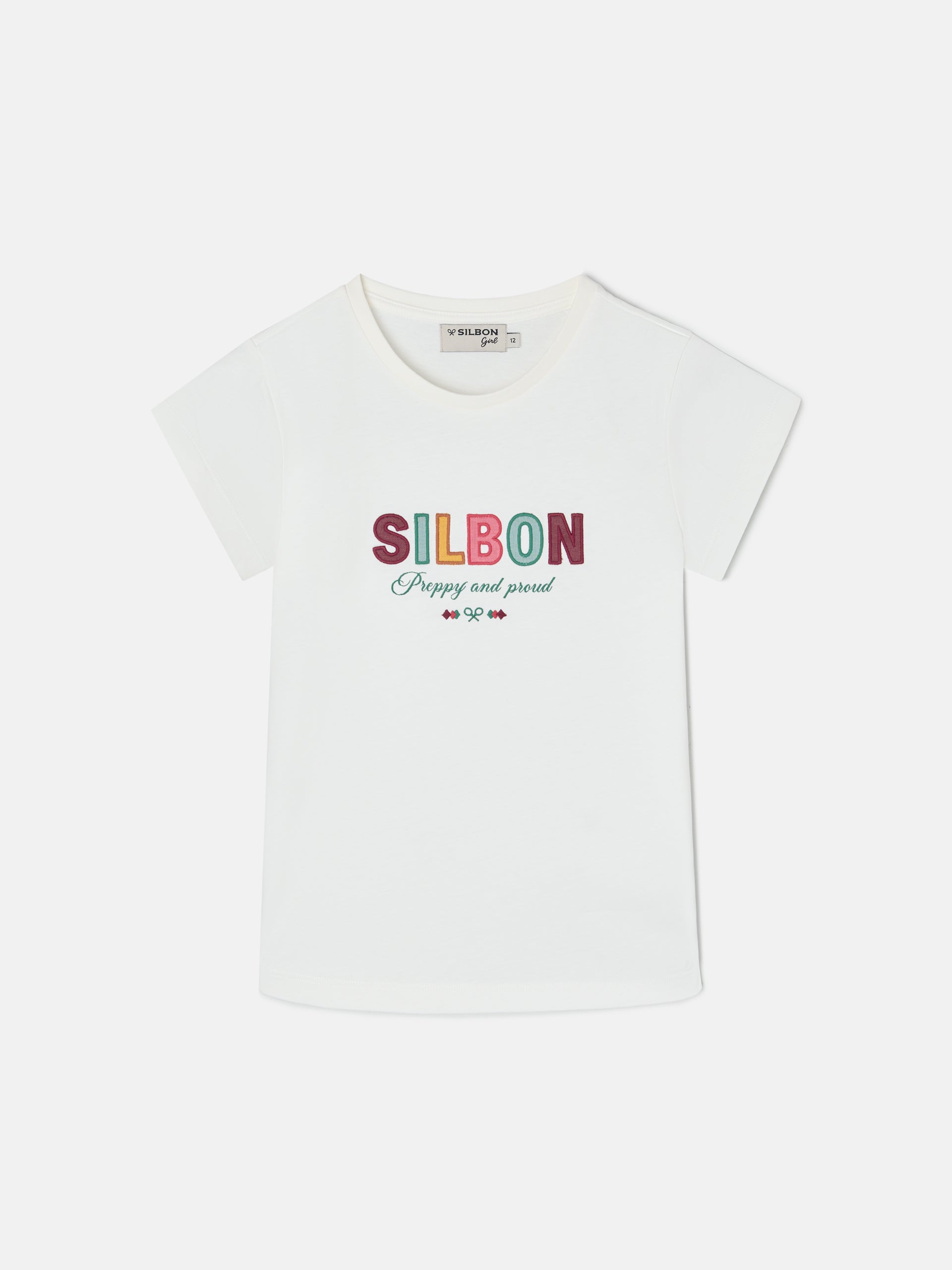 Camiseta girl letras silbon blanca