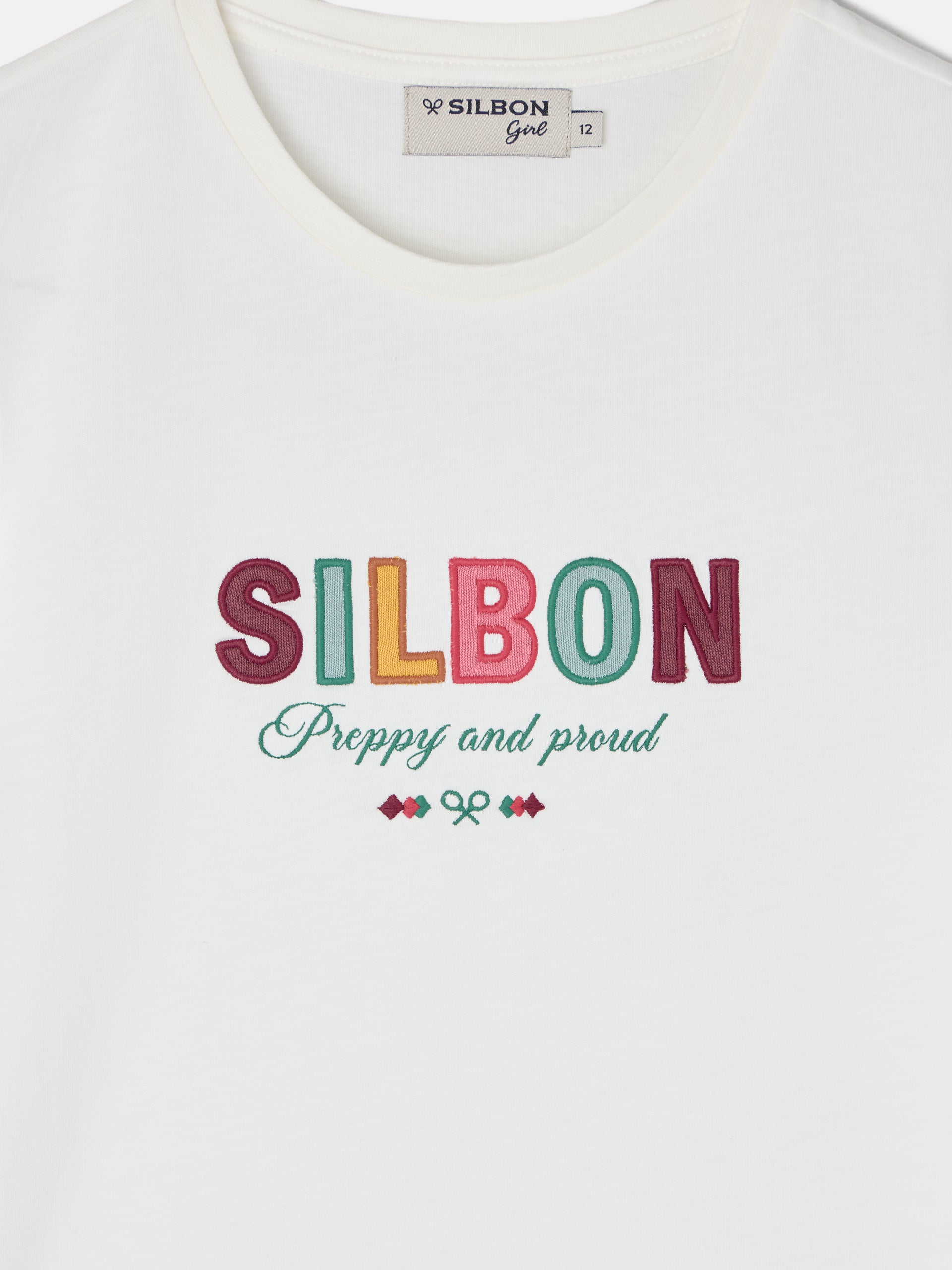 Camiseta girl letras silbon blanca