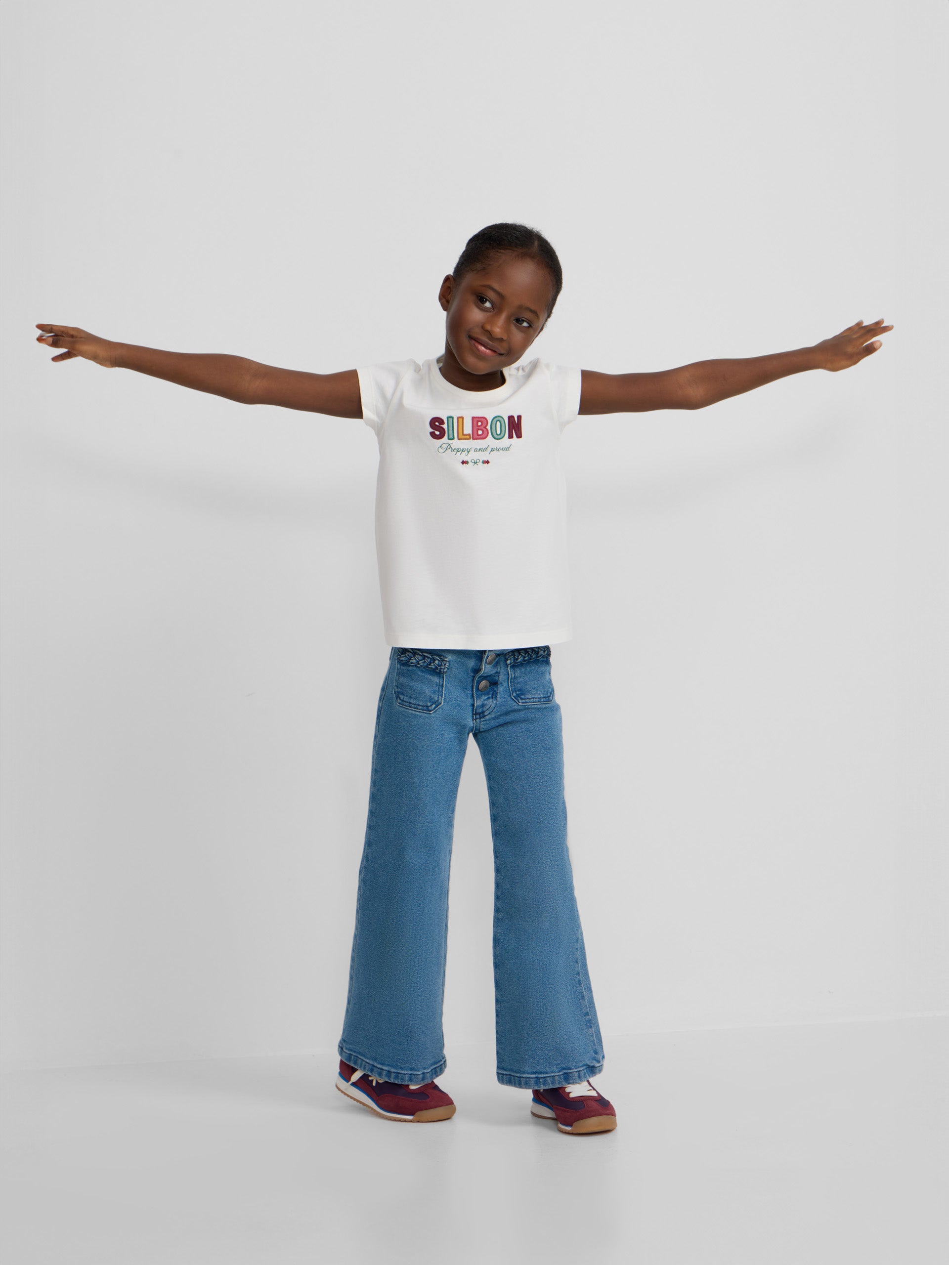 Camiseta girl letras silbon blanca